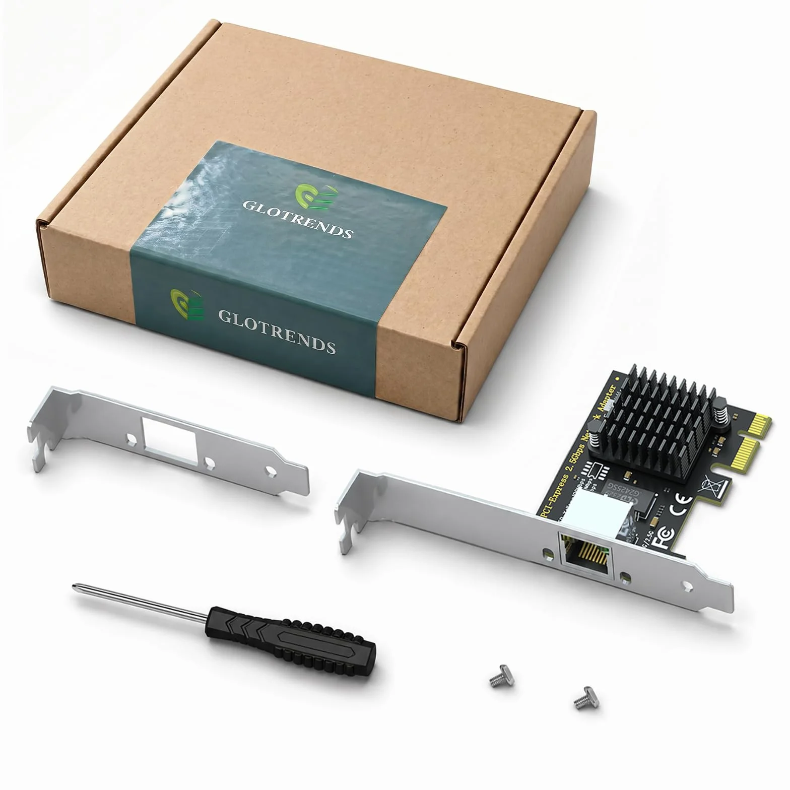 GLOTRENDS LE8105 Karta sieciowa 2.5Gb dla komputerów stacjonarnych/serwerów, port RJ45, prędkość 2500/1000/100 Mbps