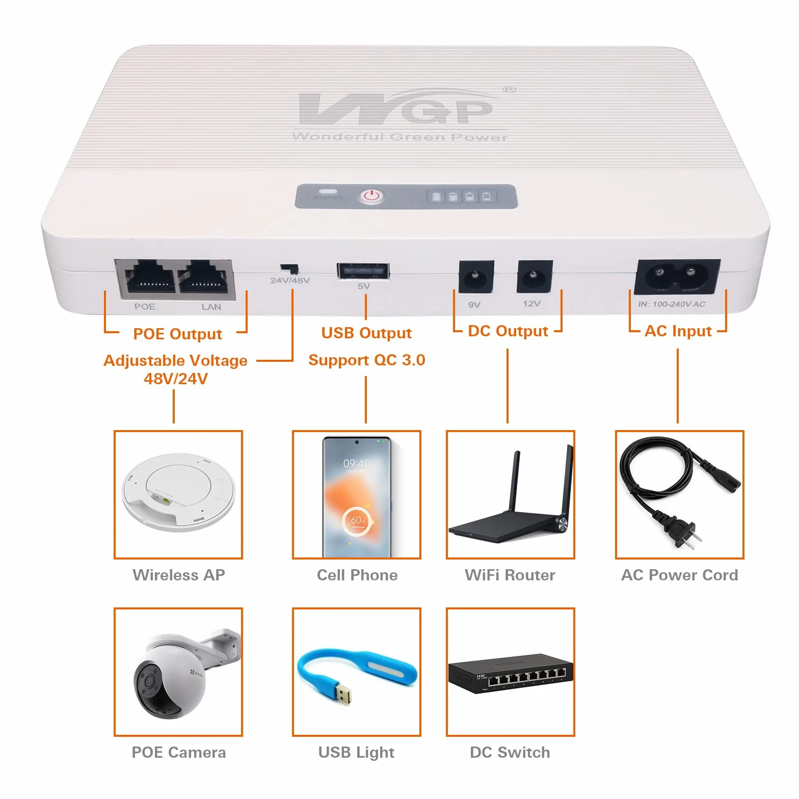Zasilacz awaryjny Mini UPS 12V, 10400mah Zasilacze awaryjne bateria zapasowa ups bank mocy do routera kamery telefonu alarmowego, Back up Battery z Wyjście 5V USB 9V 12V DC 48V Gigabit POE
