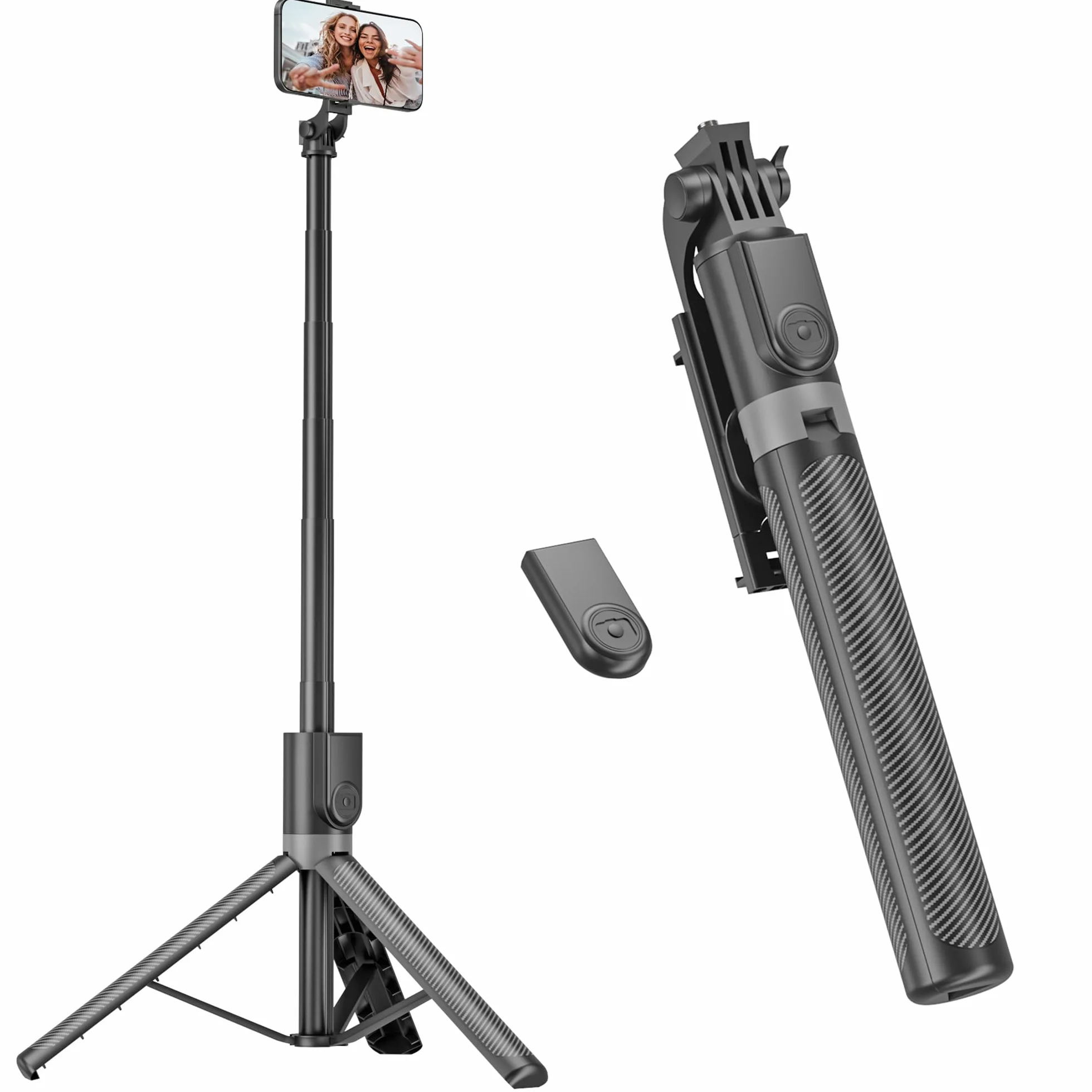 180cm Aluminiowy Statyw do Telefonu z Bezprzewodowym Pilotem, Rozsuwany Selfie Stick dla iPhone/Samsung/Android