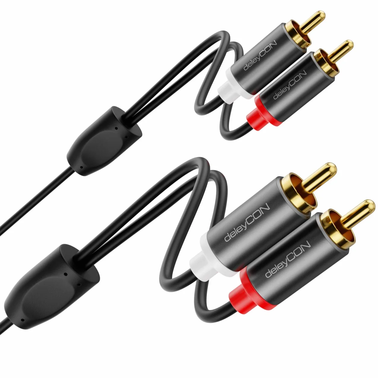 deleyCON 10m Kabel Cinch RCA HiFi Audio Przewód Dźwiękowy Pozłacane Metalowe Wtyki do Kina Domowego Zestawu Stereo Wzmacniacza Odbiornika HiFi Odtwarzacza Blu-Ray (Extra Cienki & Elastyczny)
