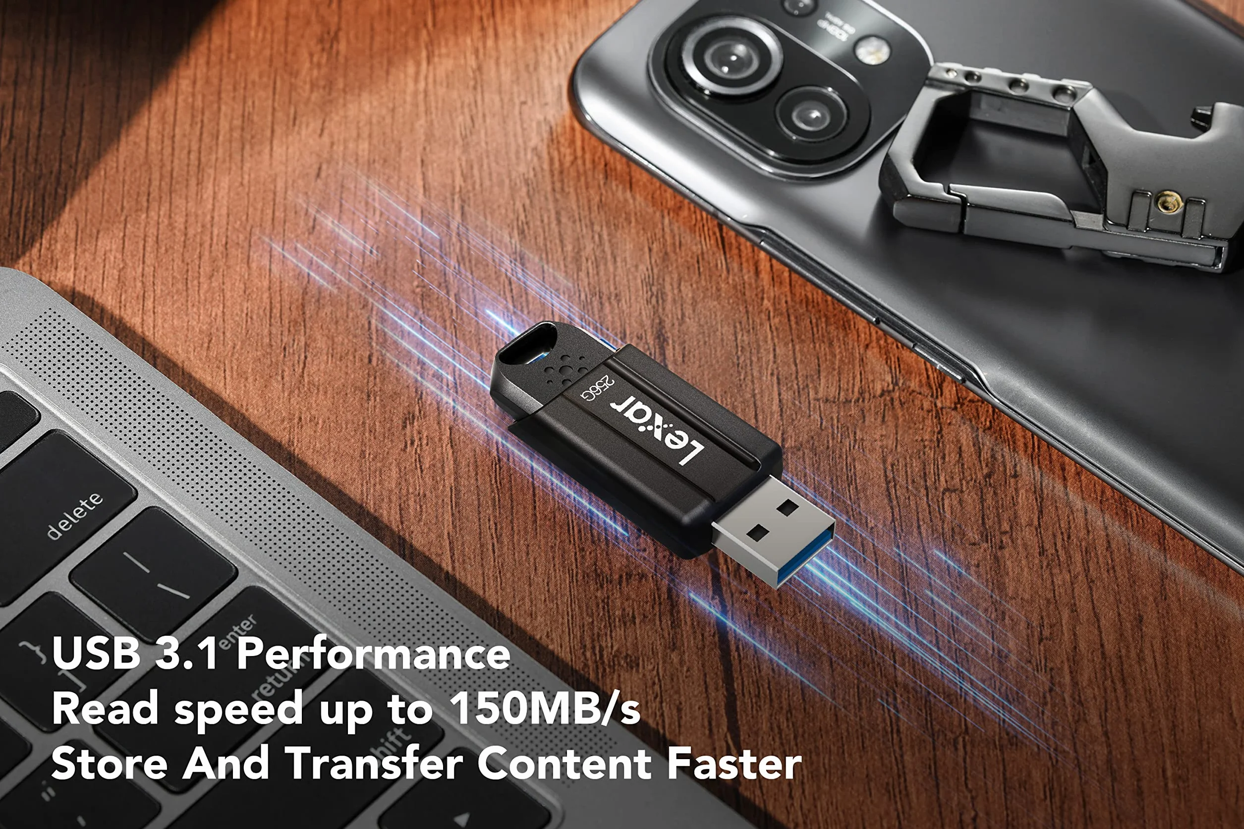 Lexar JumpDrive S80 64 GB Pamięć USB 3.1, Pendrive Odczyt do 150 MB/s, do komputera, zewnętrznej pamięci masowej, zdjęć, wideo