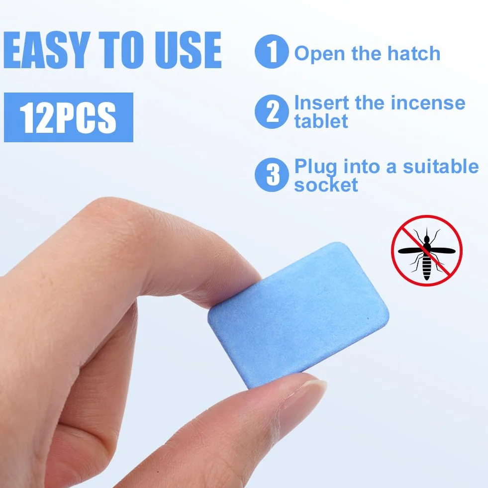 Przenośny odstraszacz komarów USB, elektryczny zabójca owadów, pułapka na owady z 12 tabletkami