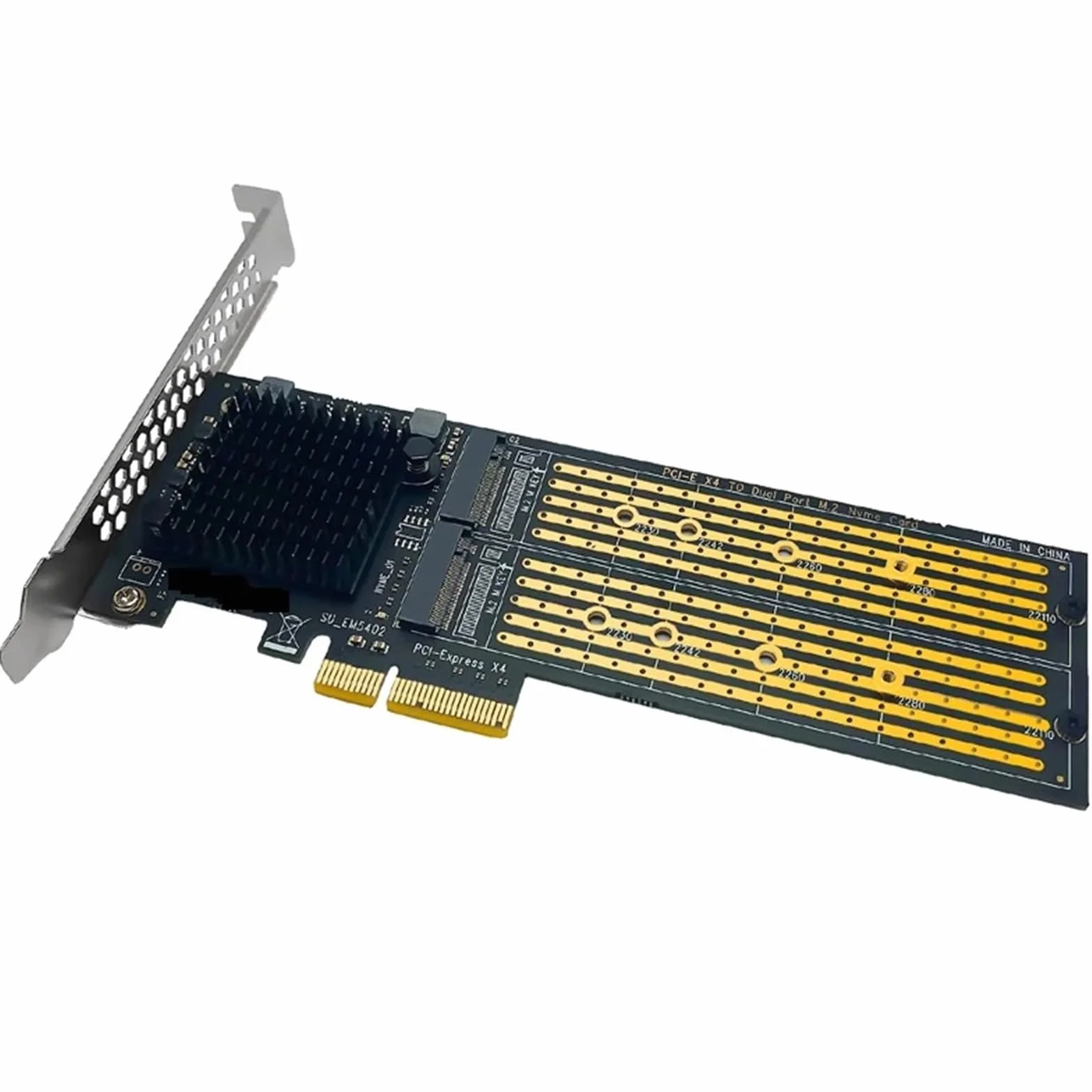 Bezdzielony 2-portowy adapter M2 NVME PCIE do NVMe SSD, klucz M do karty rozszerzeń PCI Express X4 z uchwytem niskoprofilowym (2)