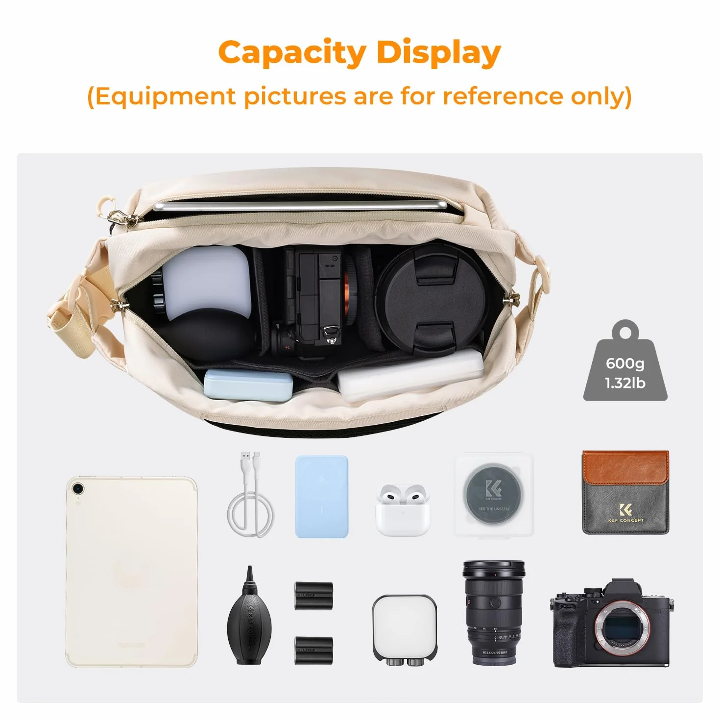 K&F Concept torba na ramię na aparat, torba na aparat do lustrzanek i obiektywów, torba na aparat na jedno ramię, torba przegubowa z uchwytem na statyw do lustrzanek Canon Sony Nikon Dron