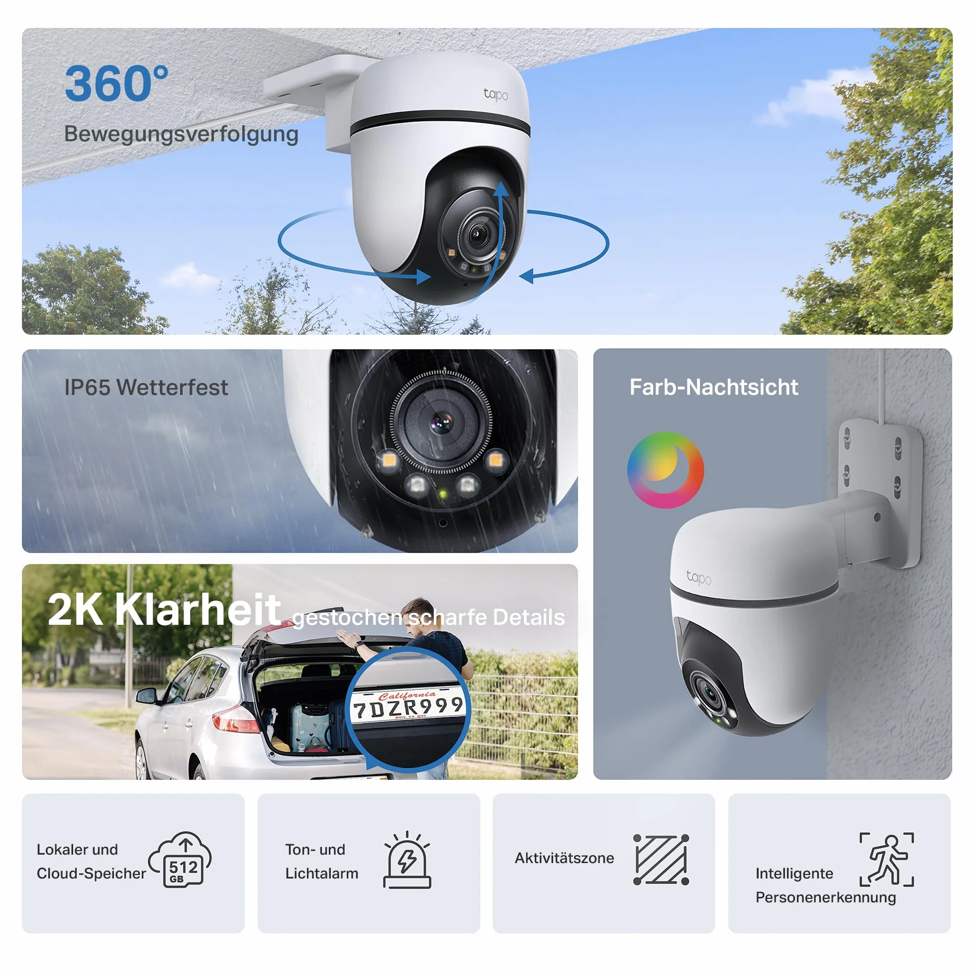 TP-Link Tapo C51A | Kamera zewnętrzna Wi-Fi 3MP z kolorowym trybem nocnym | Detekcja AI | Dwukierunkowe audio | IP65 | Kompatybilna z Alexa i Google Home