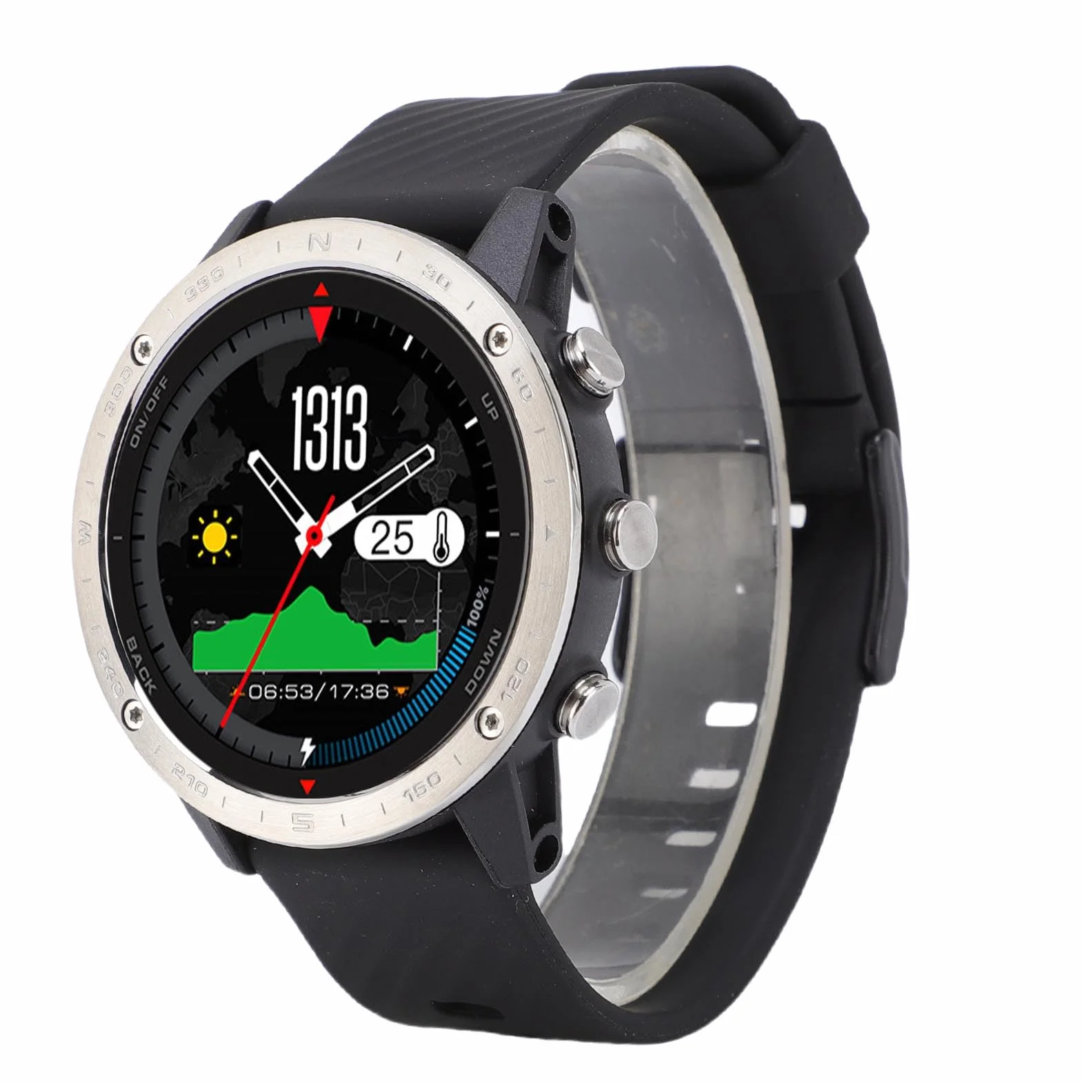 Cosiki Running Watch, Lekki 320 MAh Solidne Wodoodporne Okrągły Inteligentny Zegarek do Pieszych Wędrówek (BLACK)