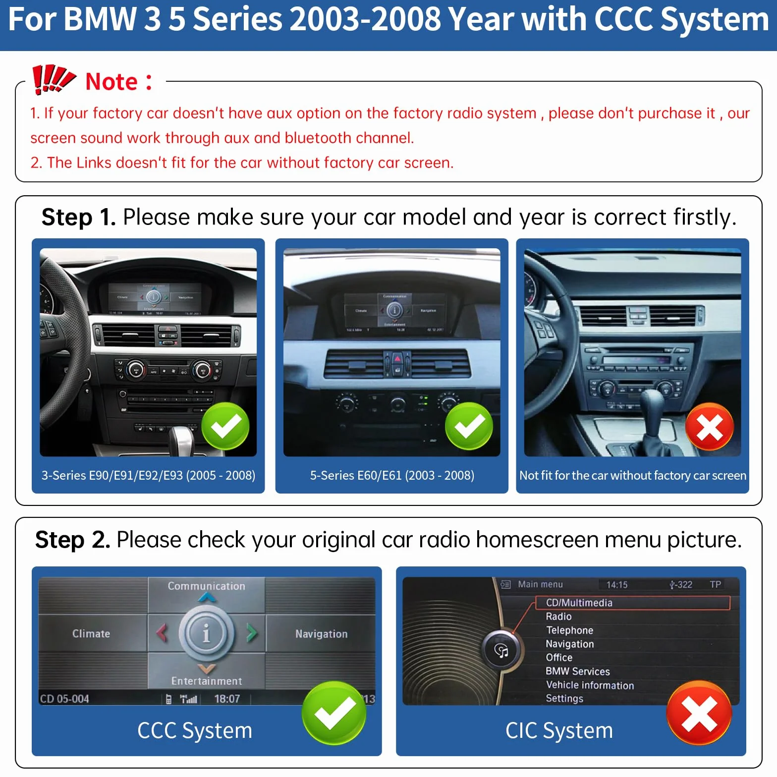 Road Top 8,9 cala Radio samochodowe, CarPlay/Android Auto/Mirrorlink/GPS do BMW serii 3/5 z systemem CCC E60 E61 E90 E91 E92 (2005-2010 rok), samochodowy odbiornik radiowy z ekranem dotykowym