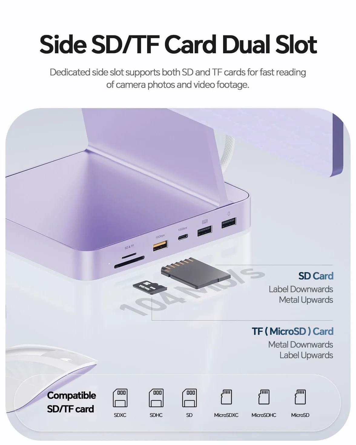 Ulepszony iMac Hub do iMac M1/M3/M4, akcesoria iMac z obudową SSD (bez SSD), hub USB C do iMaca 24 cali z HDMI 4K@60 Hz, 2,5 GbE, USB A/C 3.2 10 Gbit/s, SD/TF, audio, fioletowy