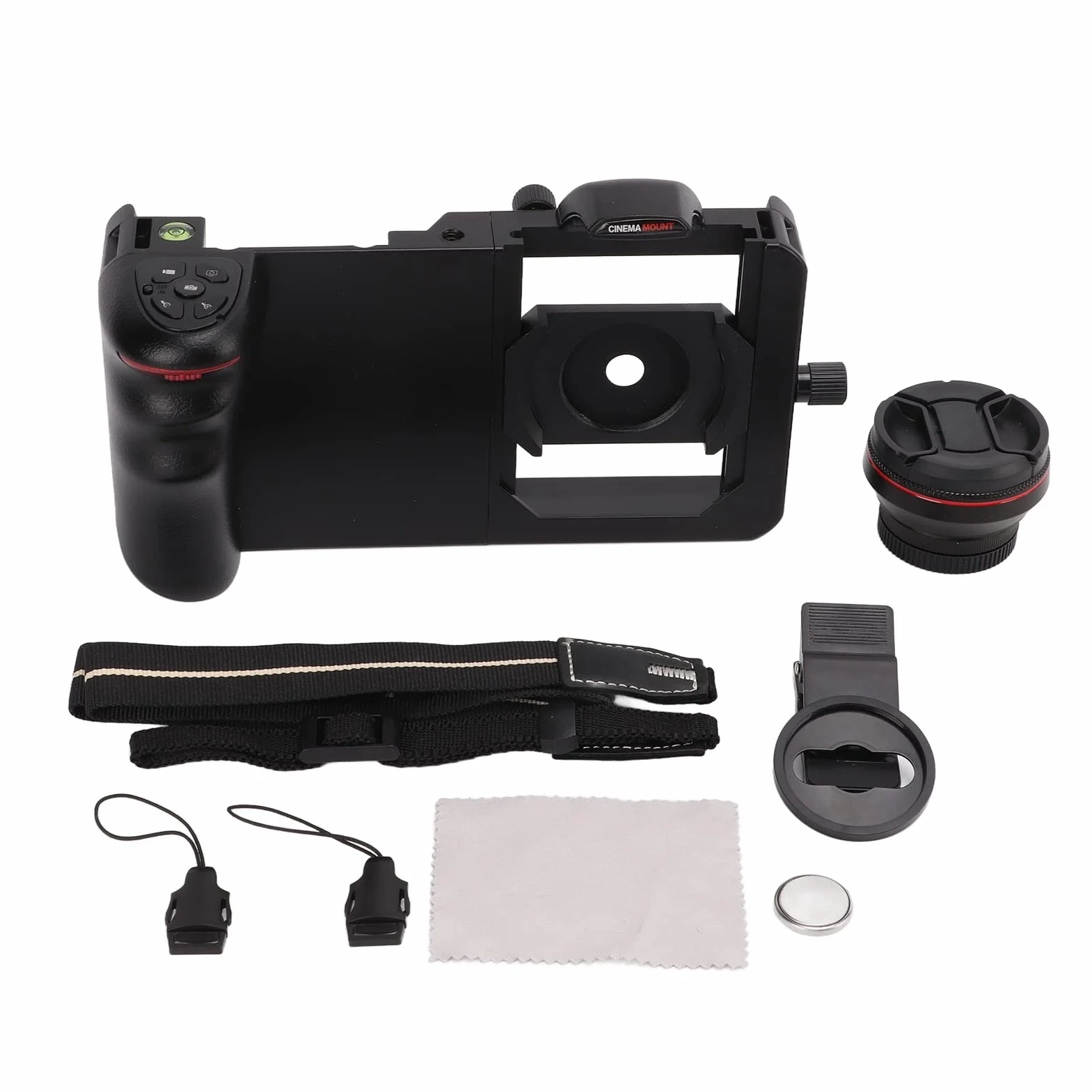 Ręczny Stabilizator Telefonu, Zestaw do Telefonu Wideo Ergonomiczna Konstrukcja Inkrustowany Uchwyt Podkładka Antypoślizgowa z Szerokokątnym Obiektywem Makro 2 w 1 do Fotografowania