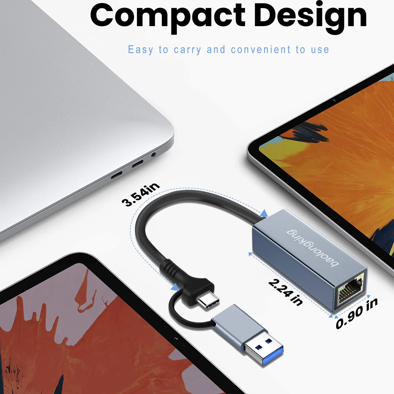 Adapter sieciowy USB-C Ethernet 1000 Mb/s USB 3.0 10/100/1000 Mb/s