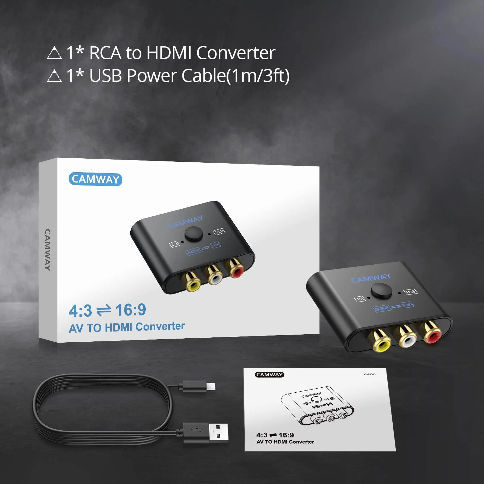 CAMWAY konwerter RCA na HDMI adapter AV 1080P PAL NTSC dla Wii PS1 PS2 N64 Xbox
