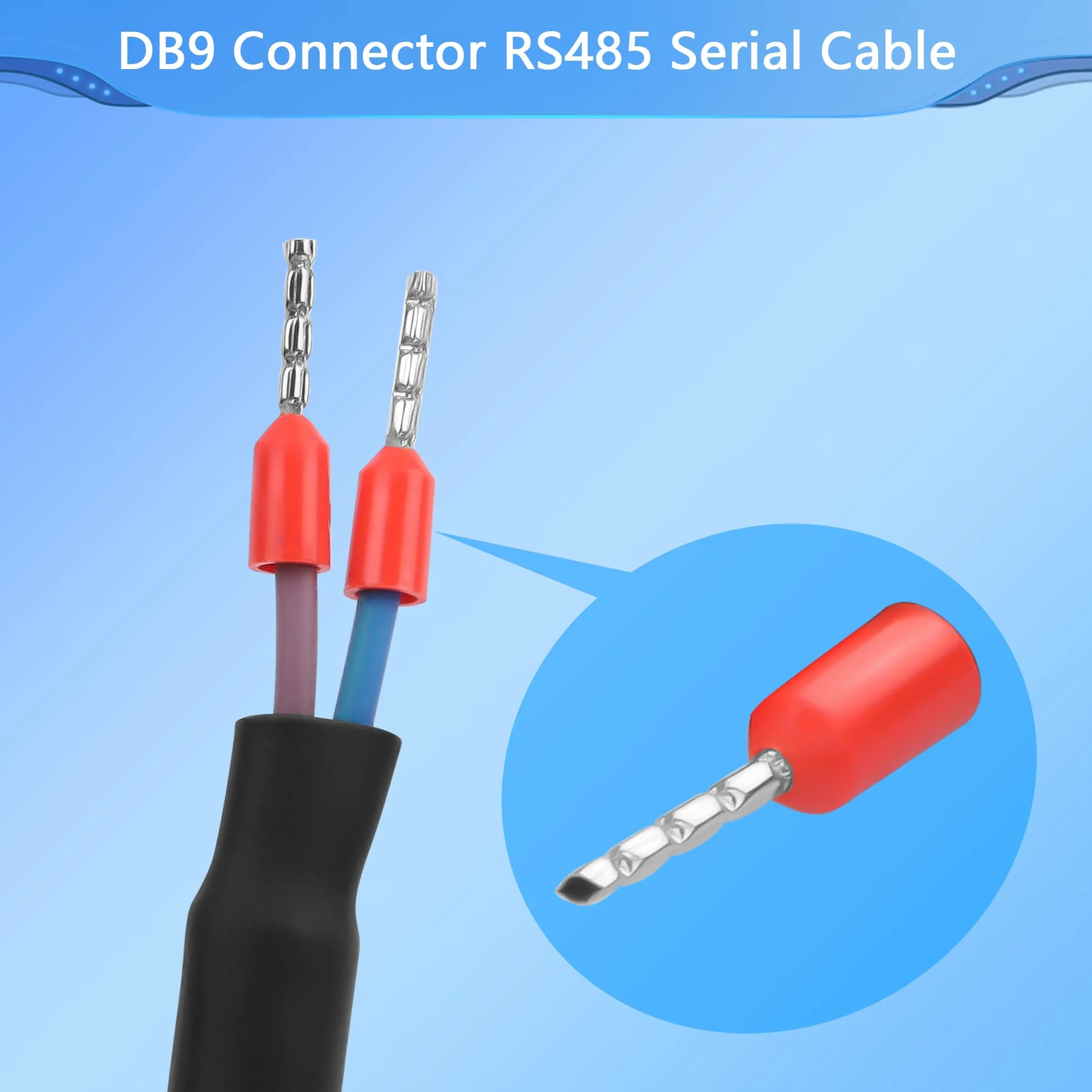 CERRXIAN Wtyk DB9 RS485 kabel szeregowy, wtyczka 22AWG DB9 na gołą końcówkę kabla z 2 zaciskami przyłączeniowymi, 38 styków wtykowych do komunikacji RS485, przemysłowy kabel sterujący – 1 m