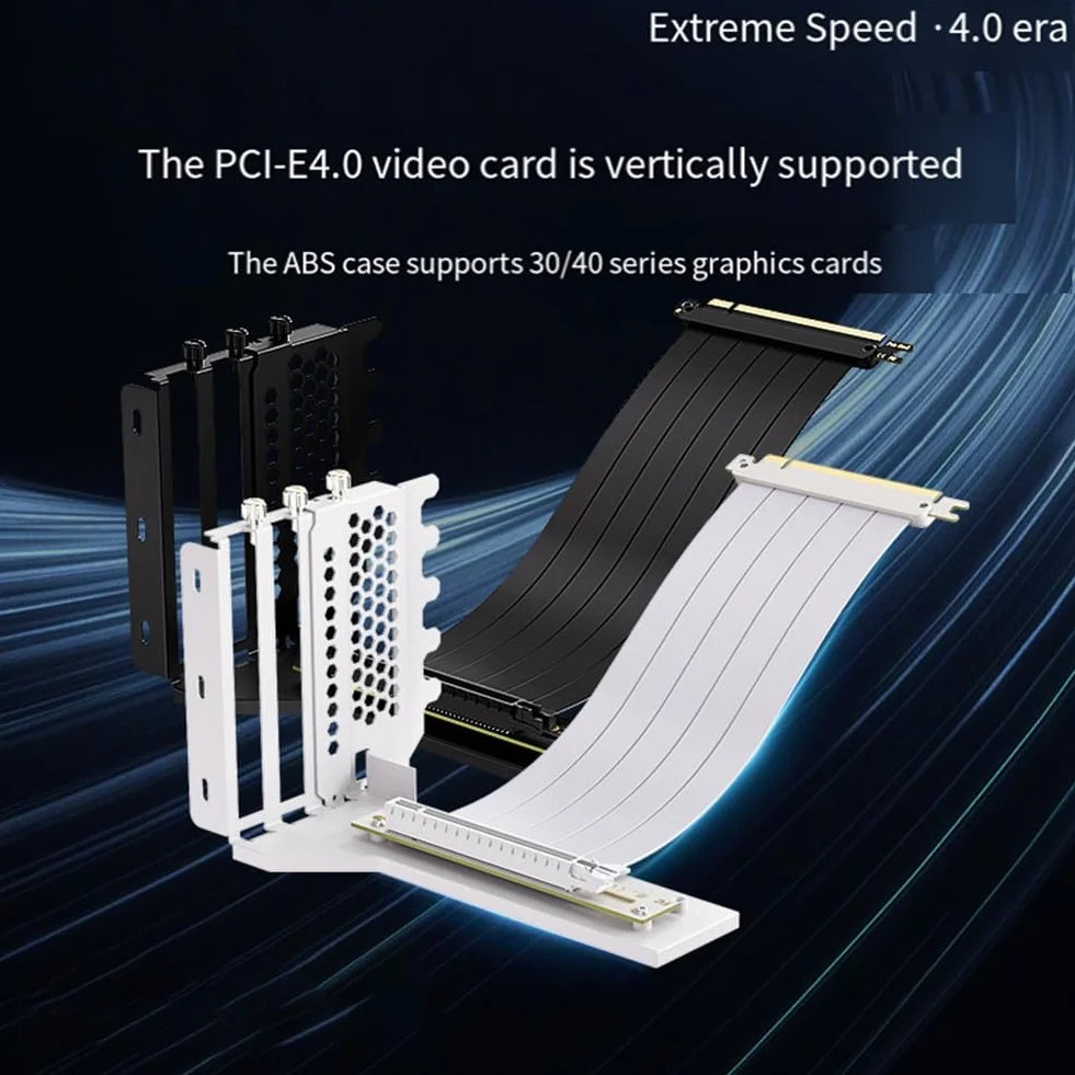 L-Z3 GPU, pionowy zestaw wsporników montażowych, PCIe 4.0 X16, kabel riser 200 mm, uchwyt montażowy kierownicy karty graficznej, czarny