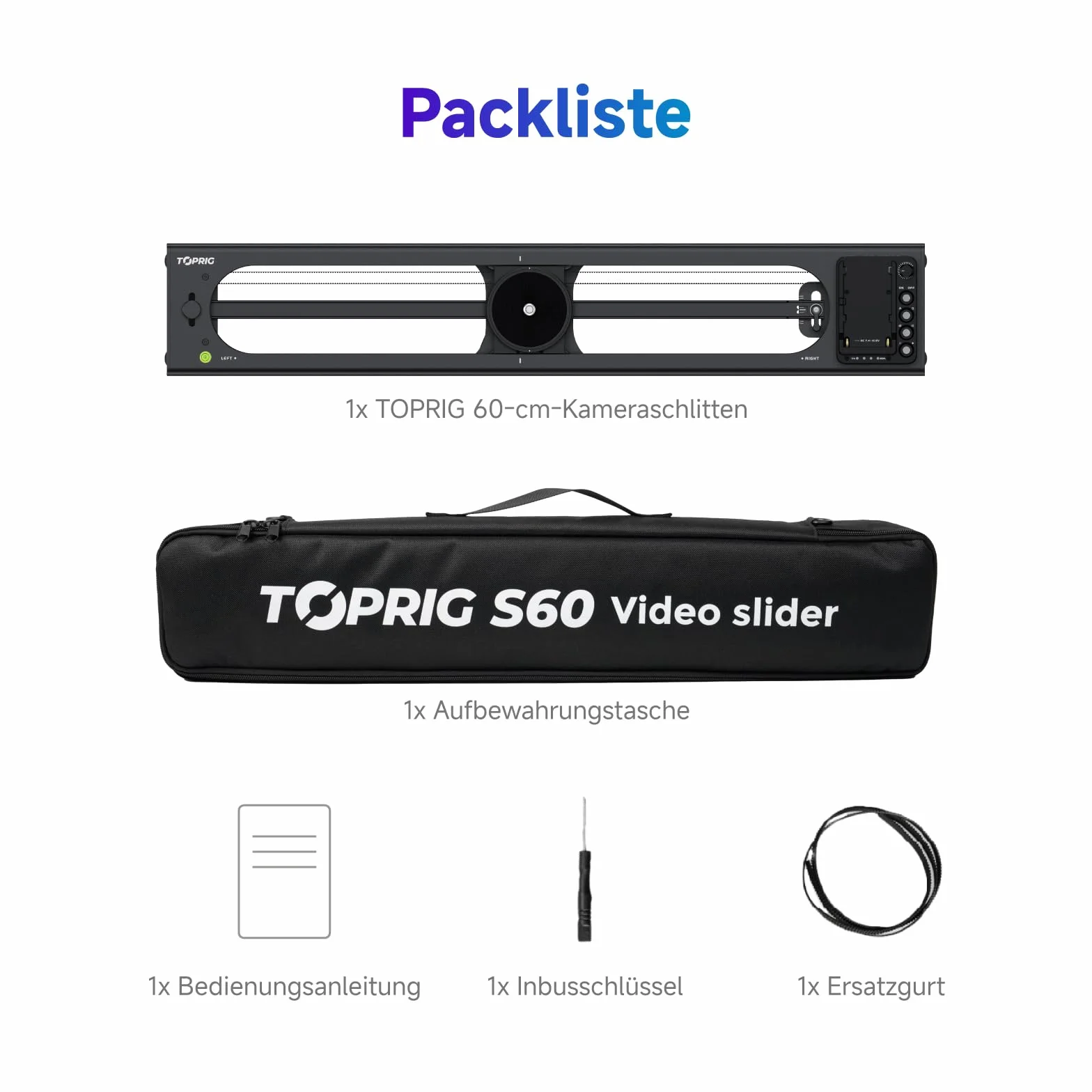 Accsoon - Toprig S60 - Zmotoryzowany suwak kamery do nagrywania wideo - Maks. obciążenie do 2,5 kg w pionie i 4 kg w poziomie - Prędkość 5 cm/s - Maksymalny dystans przesuwu: 425 mm