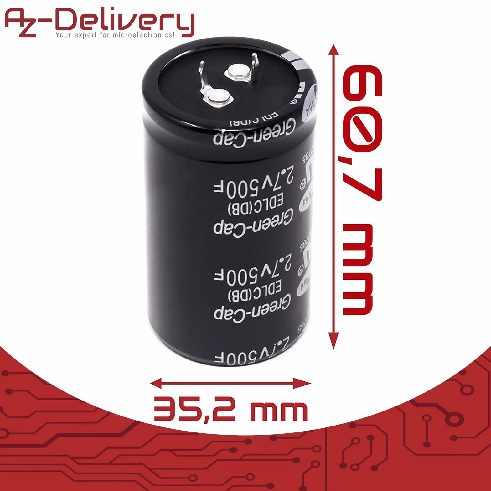 AZDelivery 5 x Superkondensator skraplacza 2,7V 500 Farad wraz z E-Book!