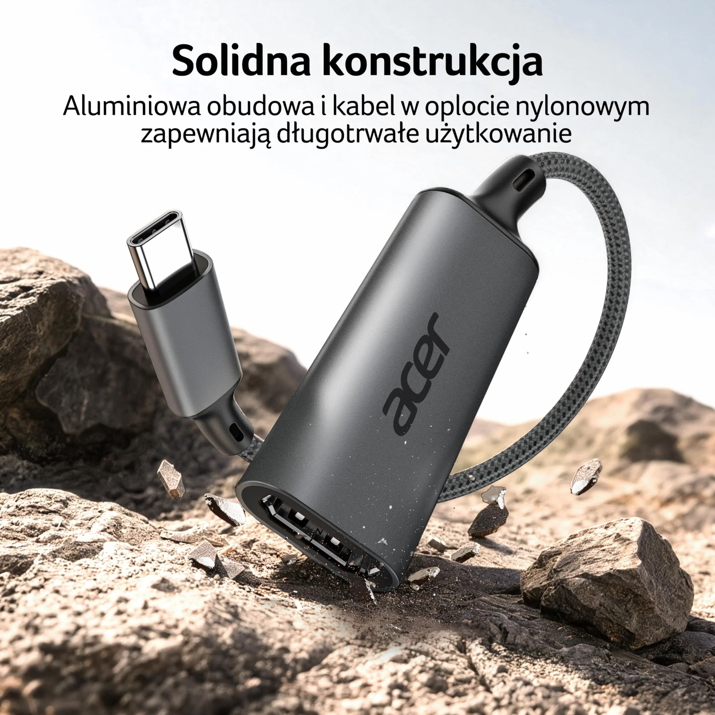 Acer Adapter USB C do HDMI 4K@60Hz, Adapter Typu C HDMI HDR, Thunderbolt 5/4/3 Kompatybilny z Monitorem, MacBookiem Pro Air, iMacem, Serią iPhone 17, iPadem Pro Air, Galaxy S26, laptopem, XPS itp.