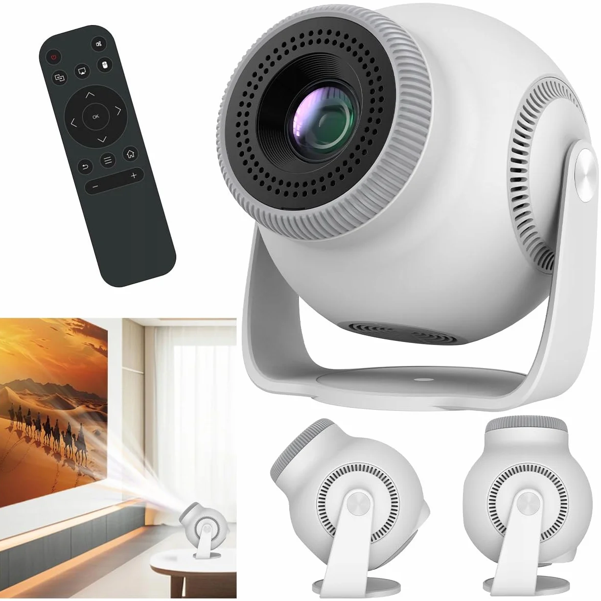 CIRON TP360 Projektor multimedialny Android 14 WiFi 6 Bluetooth 5.4 LED 200 ANSI 720P Mini Projektor Kino Domowe HDMI USB Wysoka Jakość Korekcja Obrazu Kino Domowe