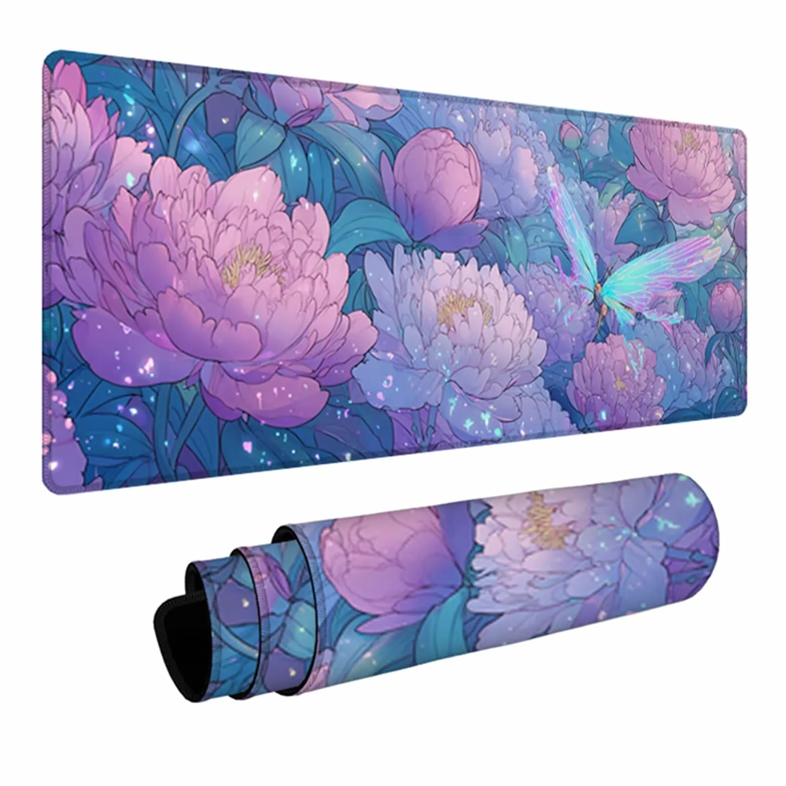 Podkładka pod mysz XXL kwiat, motyl podkładka na biurko 1000x500x3 mm, podkładka pod mysz do gier z gumową podstawą, poprawa dokładności i szybkości, duża podkładka na biurko, dla graczy biurowych 2