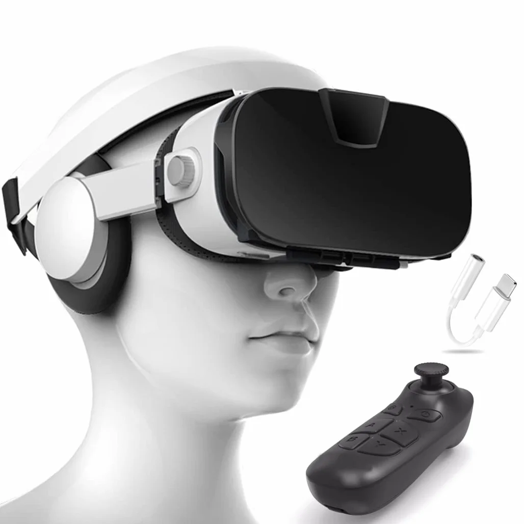 Okulary VR, zestaw słuchawkowy z wirtualnej rzeczywistości, zestawy słuchawkowe VR obsługujące Android i IOS, połączenie Bluetooth do iPhone 13 Pro Max/13 Pro/12/11, do Samsung Galaxy S21, Huawei, Xiaomi