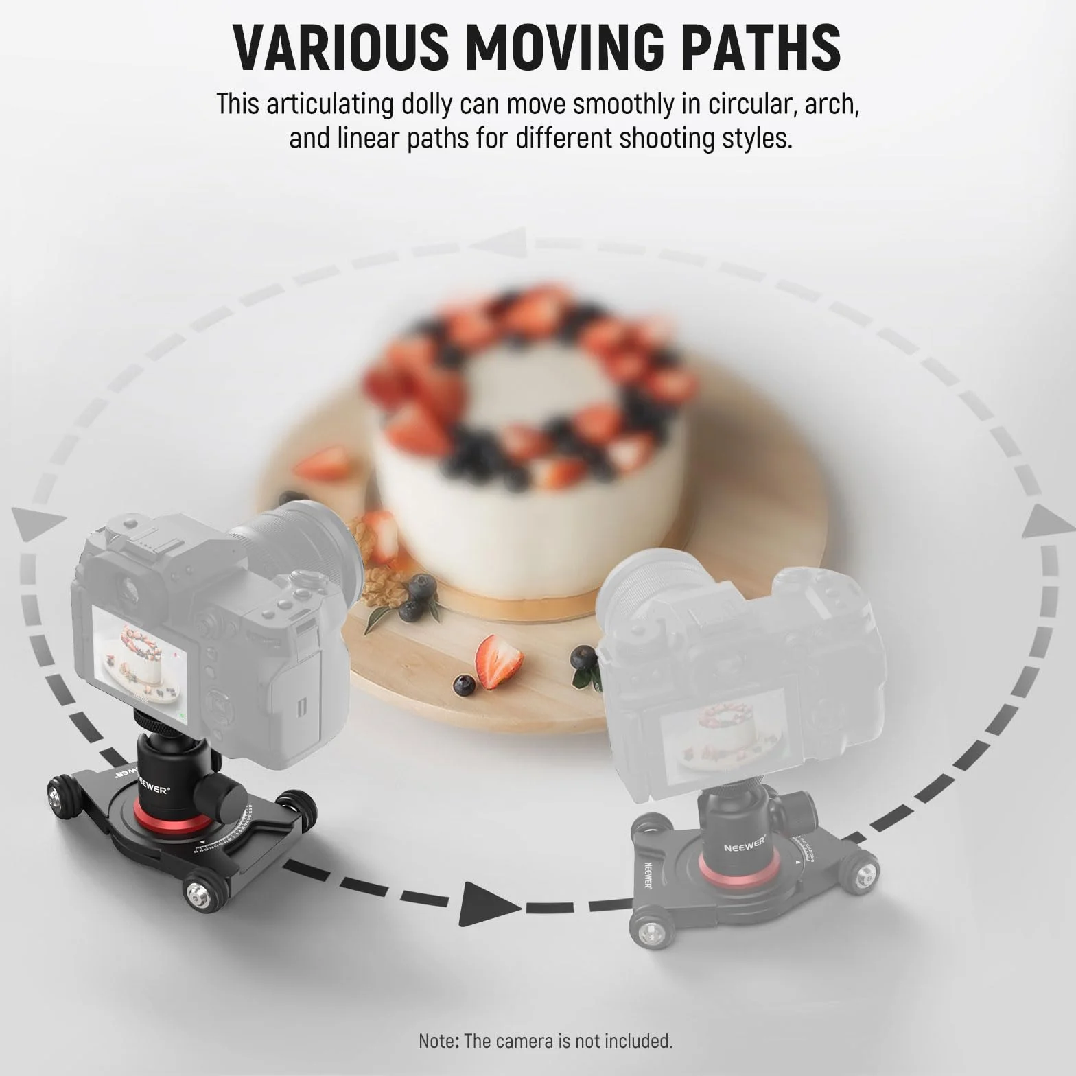 NEEWER Sd001 Slider Dolly kamera z głowicą kulową i zaciskiem do telefonu, 4-kołowy stół Dolly z panoramą 360°, kompatybilny z kamerą bezlusterkową, mini kamerami GoPro iPhone i telefonami komórkowymi