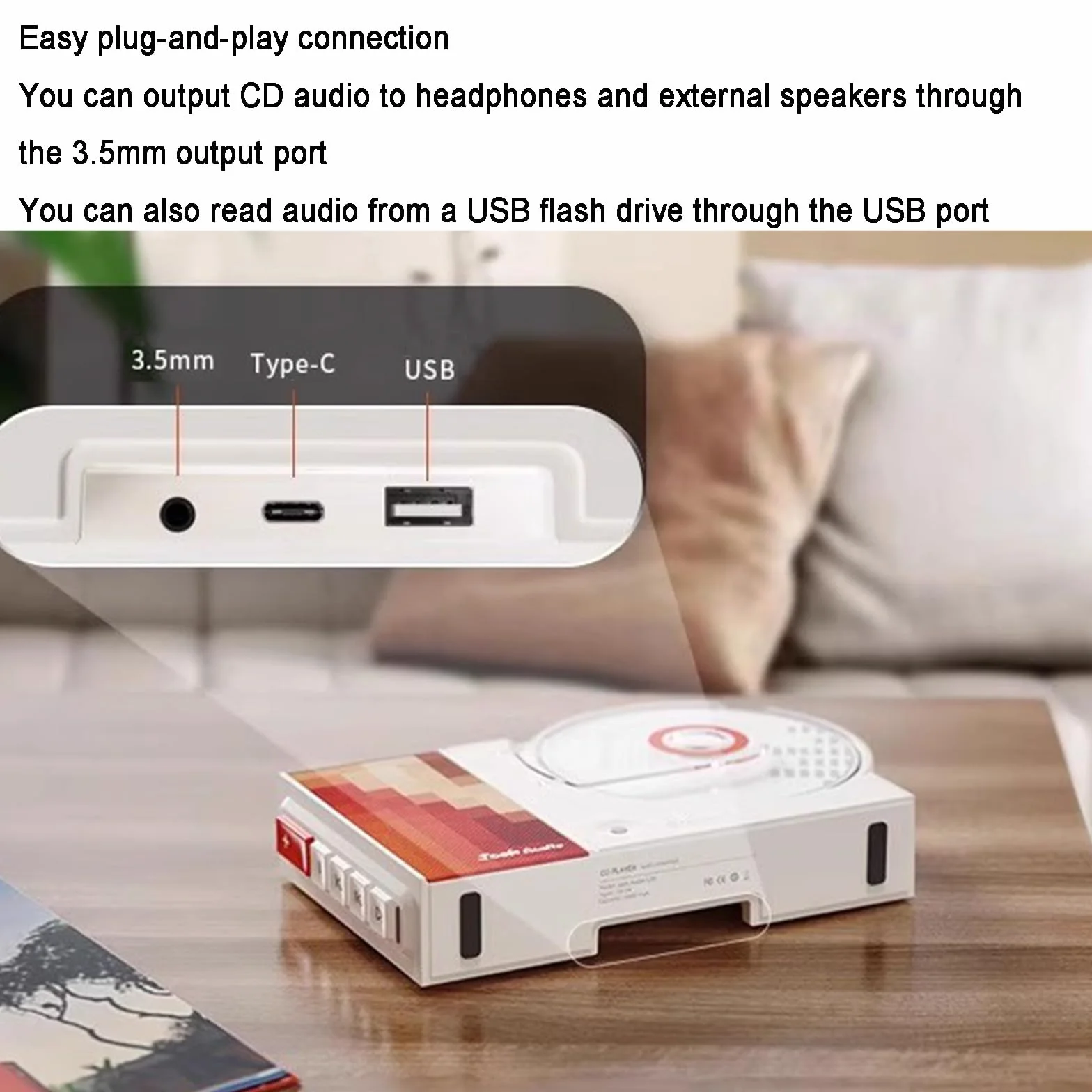 Przenośny odtwarzacz CD Bluetooth z głośnikiem HiFi, pilot zdalnego sterowania, obsługa USB/AUX, do montażu na ścianie i na biurku, dla miłośników muzyki