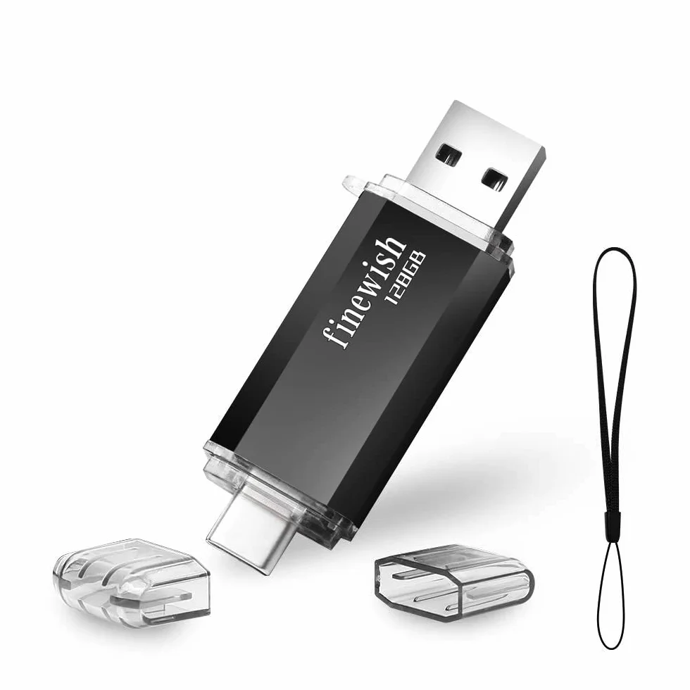 Pamięć Flash USB C 128 GB 2 w 1 Typu C Klucz USB Przenośny Pendrive OTG Czarny