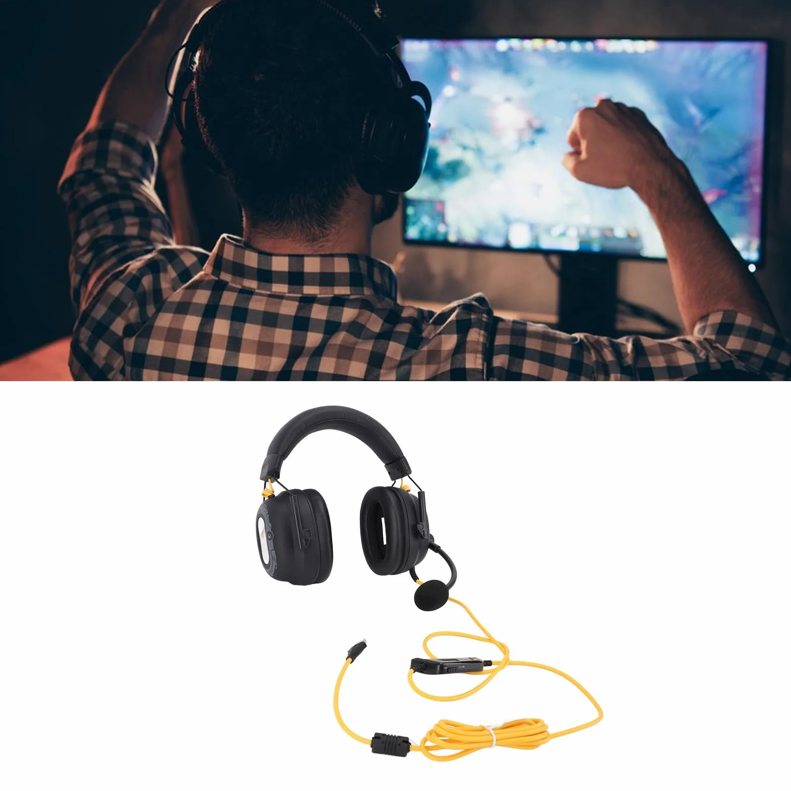 So mic G936 Ultra przewodowy zestaw słuchawkowy USB do gier, dźwięk przestrzenny HiFi 7.1, mikrofon z redukcją szumów, lekki nausznik, czarny, długi kabel, niestandardowe oprogramowanie