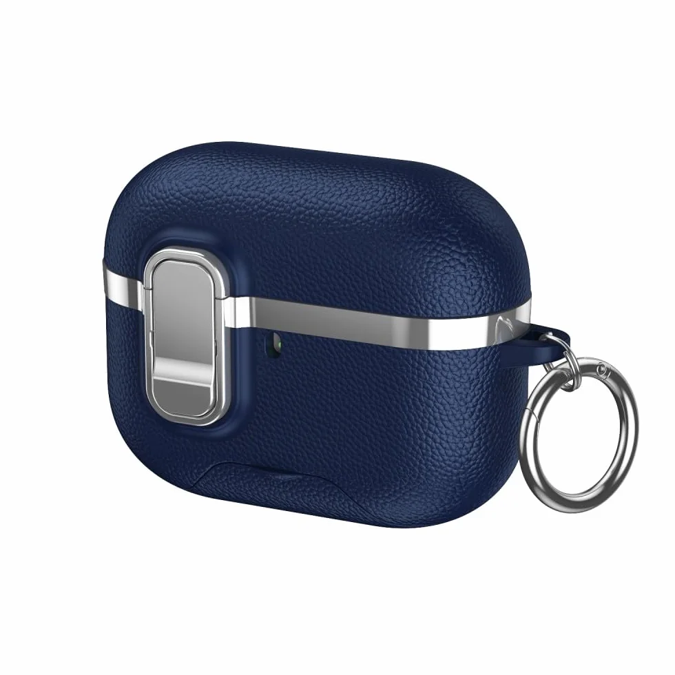 etui kompatybilne z AirPods Pro (1. generacji) (kolor: niebieski) stylowe, odporne na wstrząsy twarde etui ze skóry silikonowej cpver