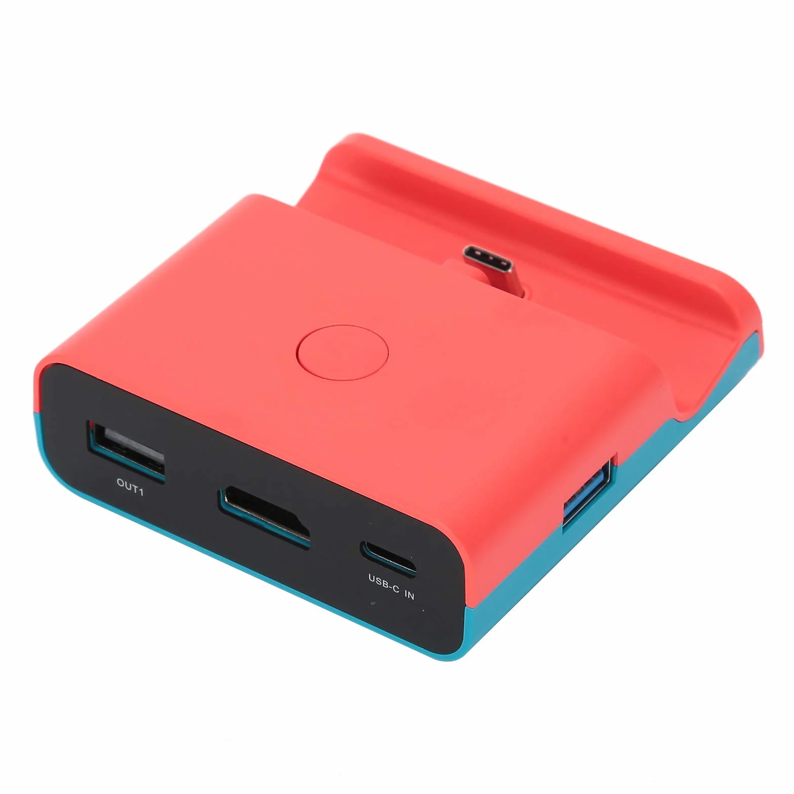 Adapter konwertera wideo HDMI - przenośna mini stacja ładująca do Switch/Lite Game Machine, stojak do ładowania maszyny do gier (czerwony niebieski)
