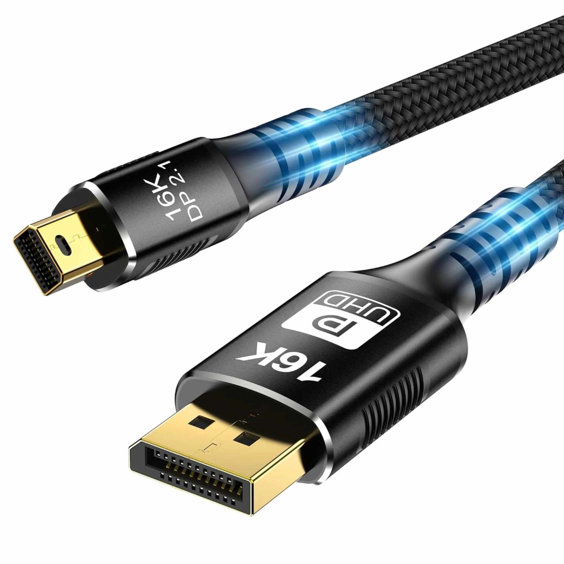 Reagle Kabel Mini DisplayPort DP 2.1 PRO 16K 4K 144 Hz 3M Oplot Nylonowy Pozłacany Wtyk