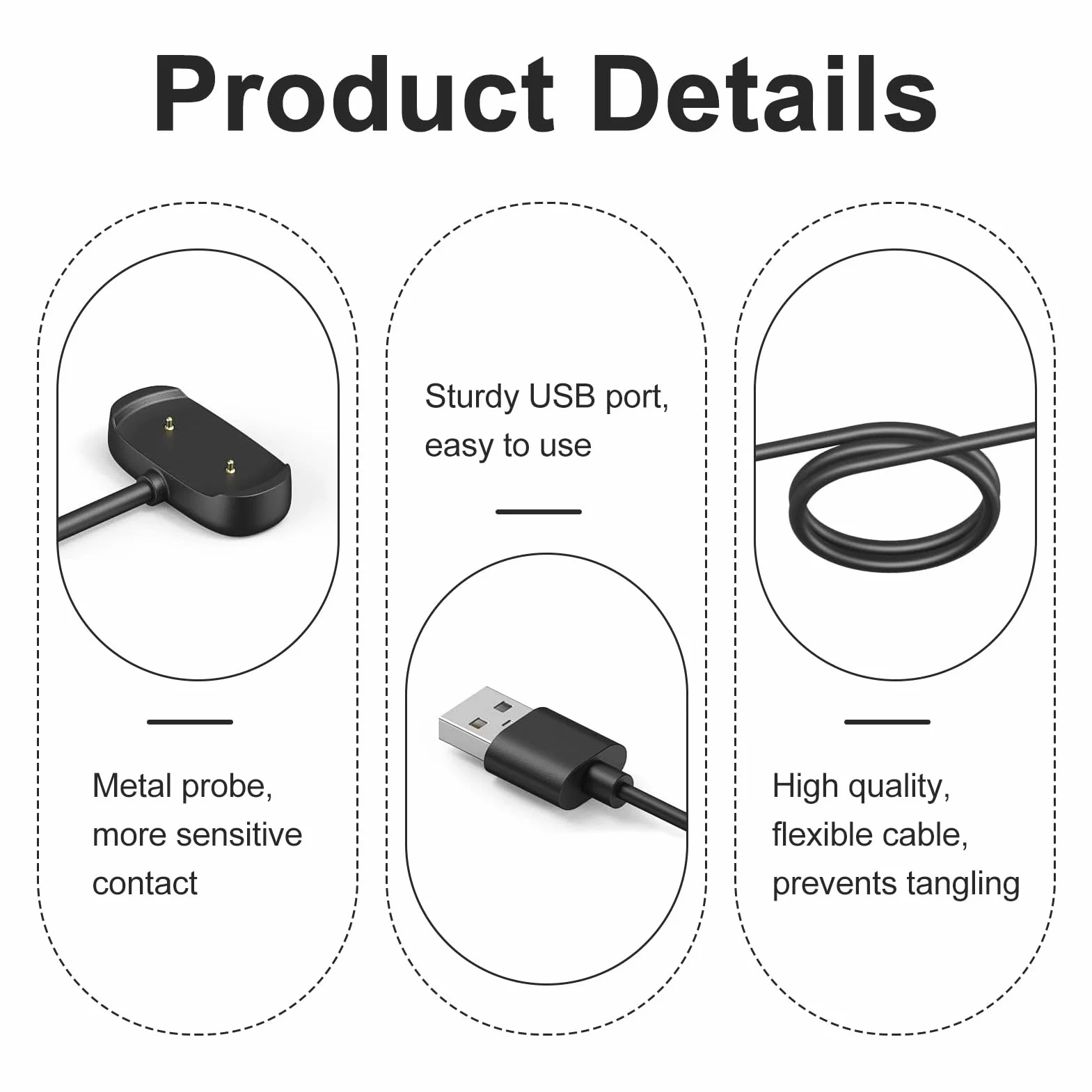 Magnetyczne kable ładujące do Amazfit GTS 4 Mini GTR 2 GTS 2 Mini Bip 3 Pro Bip U, ładowarka USB 1M