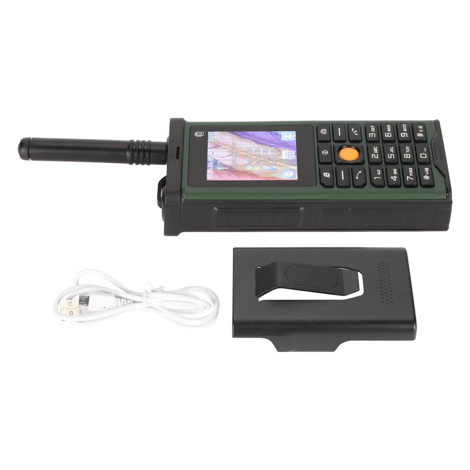 Telefon Komórkowy dla Seniorów, Mikrofon z redukcją Szumów, 4 Karty SIM, Odłączana Antena do Telefonu Komórkowego w Pomieszczeniach (Zielony)