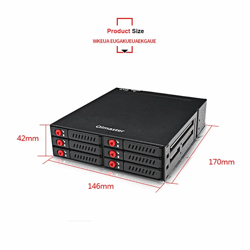 6-kieszeniowa Obudowa Dysku Twardego 6 Gb/s stelaż Mobilny 6 Gb/s na Dysk Twardy 2,5" SSD Obudowa z Wentylatorem Chłodzącym Szafka Typu Hot Swap i Wskaźniki LED do Komputera