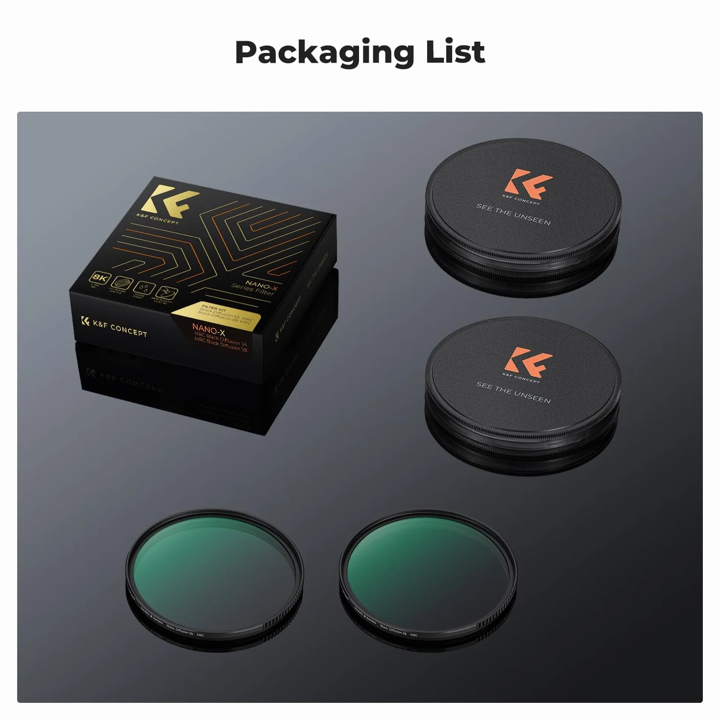 K&F CONCEPT Zestaw 67 mm Black Mist Filter 1/4 i 1/8 Czarny dyfuzor do obiektywu aparatu cyfrowego