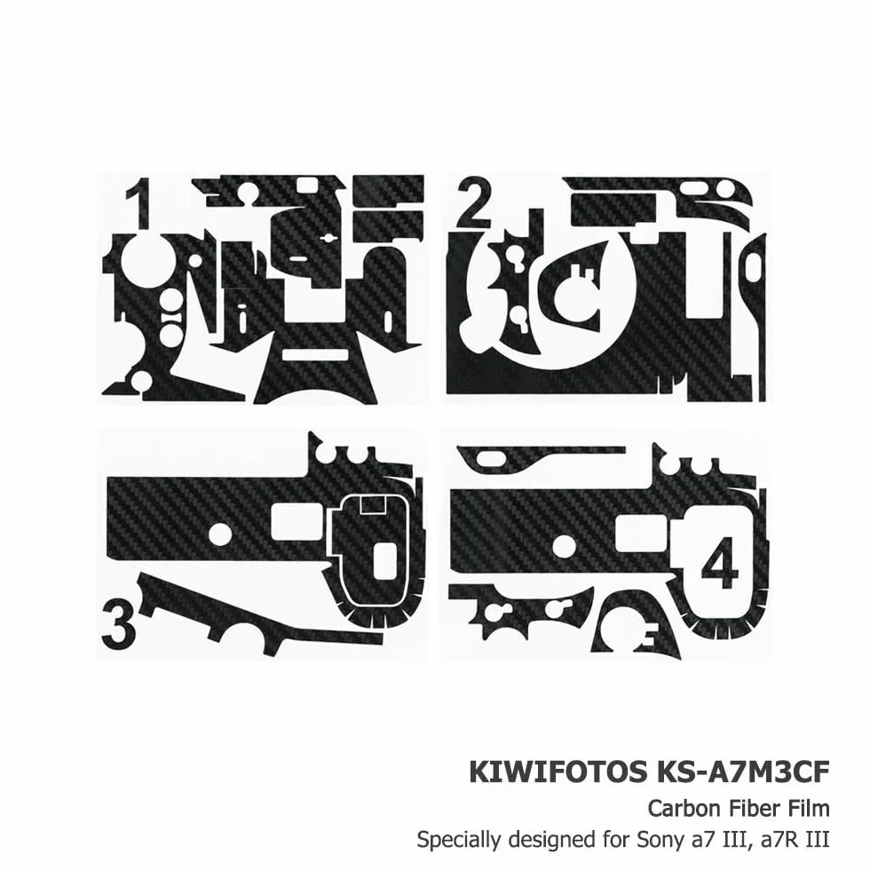 Kiwifotos Sony A7 III, A7R, III, A7III, A7III, A7II, A7RIII, ochrona przed zarysowaniami, bez pęcherzyków powietrza, antypoślizgowa, z włókna węglowego