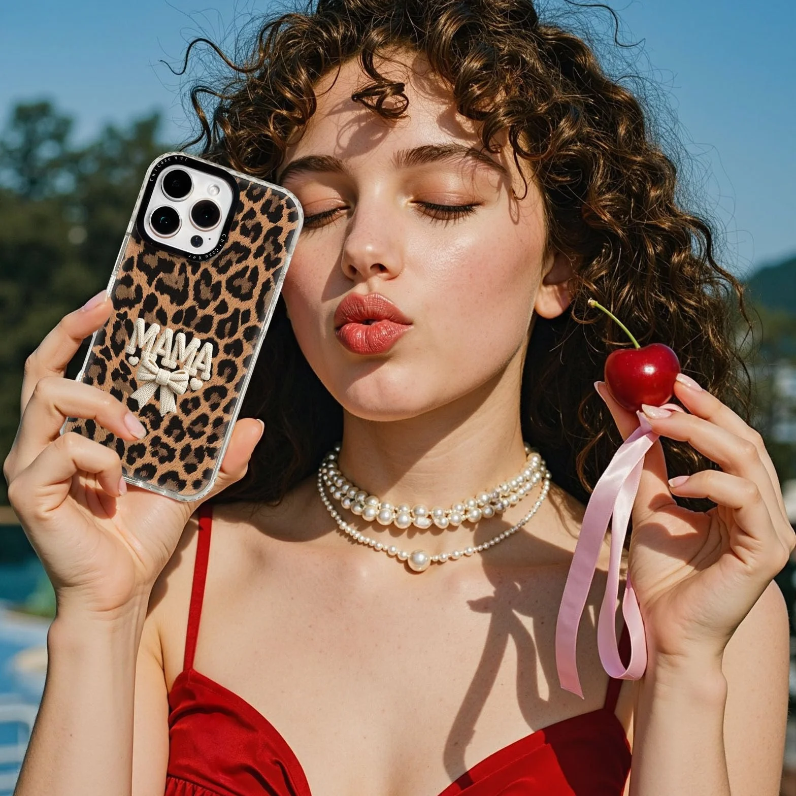 Etui na iPhone'a 17 Pro, wzór w panterkę, z białą kokardką, ochrona przed upadkiem klasy wojskowej, modne, miękkie, cienkie, z tworzywa TPU, ze sterowaniem kamerą, dla kobiet, dziewcząt, na