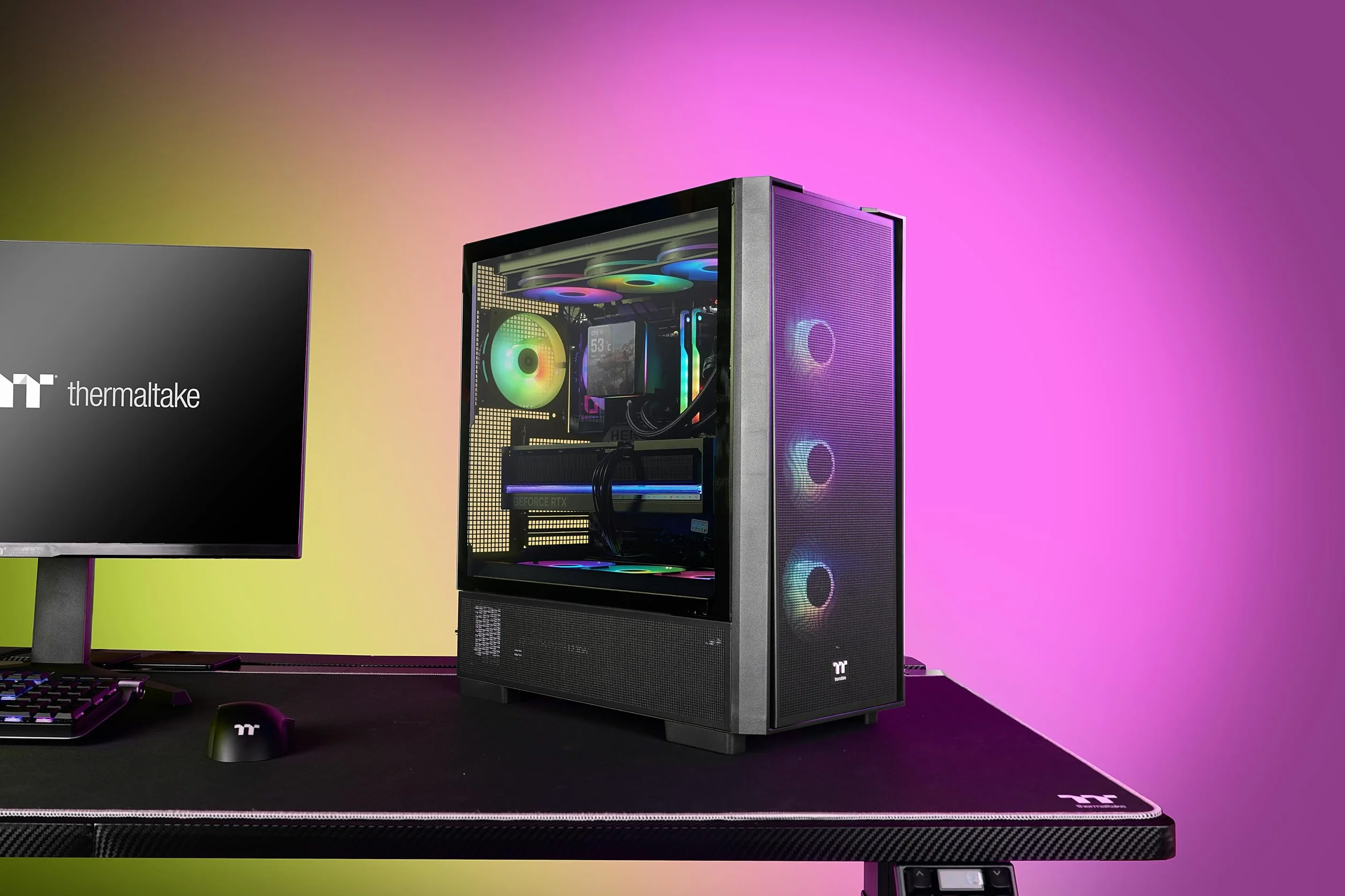 Thermaltake S380 TG ARGB | Mid Tower Chassis | kompatybilny z Hidden Connector | panel ze szkła hartowanego | 360 mm Single Frame ARGB system wentylatora i 1 fabrycznie zainstalowany wentylator ARGB