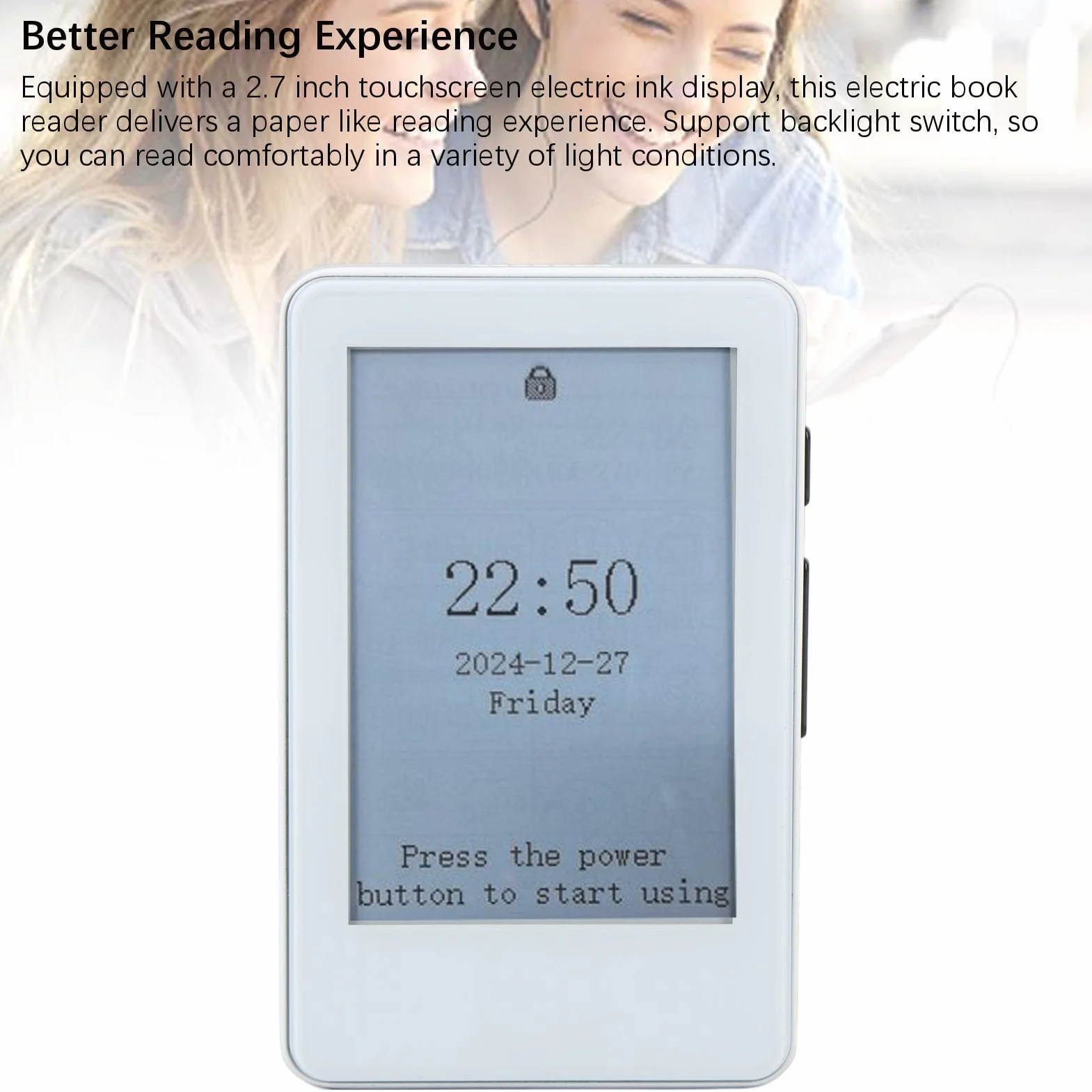 Czytnik e-booków, 2,7-calowy ekran Ink, elektryczny czytnik książek, przenośny czytnik elektryczny Bluetooth, odtwarzacz MP3, długi czas pracy baterii, czytniki e-booków dla dzieci