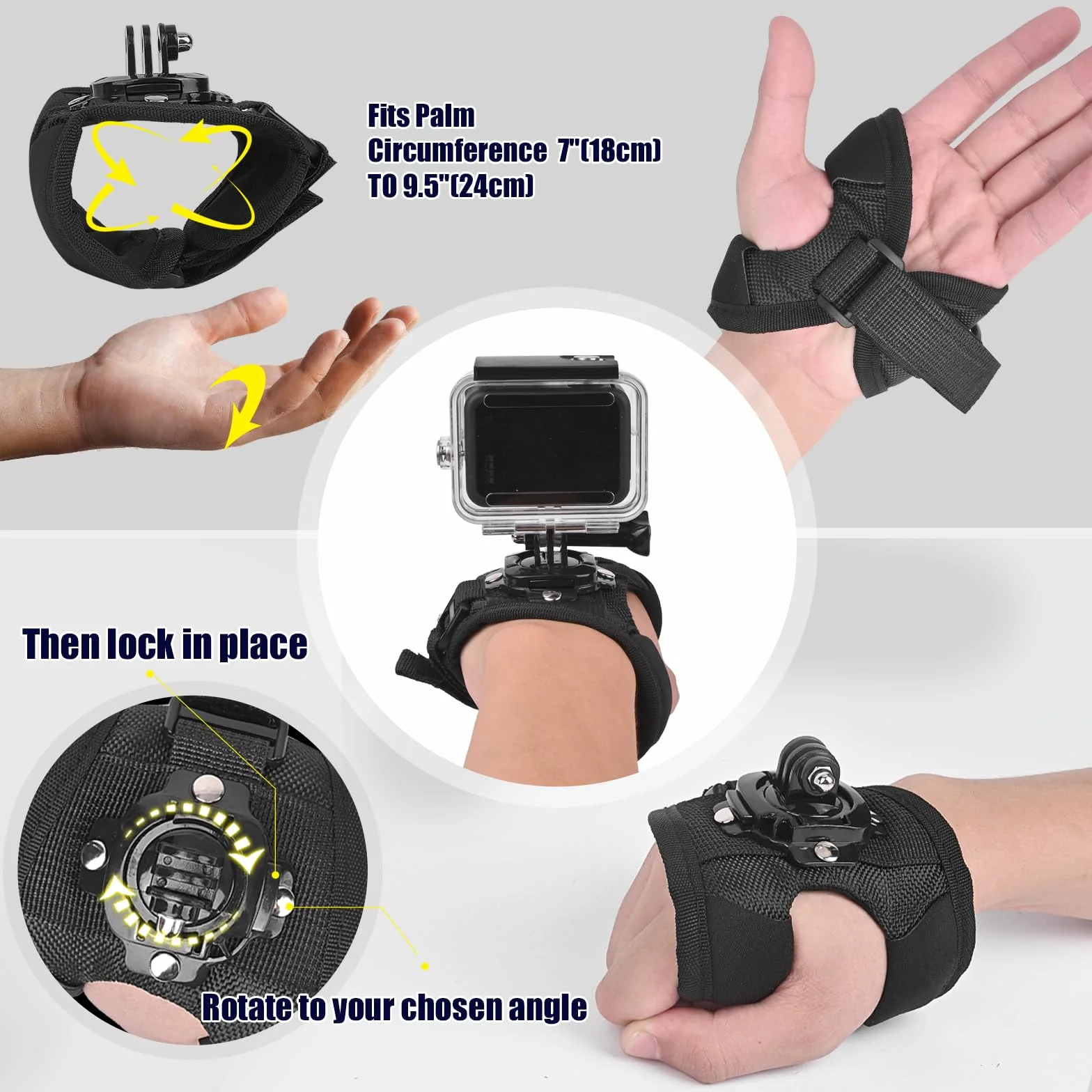 Uchwyt na nadgarstek, pasek na rękę, uchwyt na palec z uchwytem na telefon do gopro Hero, EK7000, Insta360, Osmo Action 5 pro, Touch Dragon, Yi 4K Surfola Apeman Jadfezy, SLR DLSR