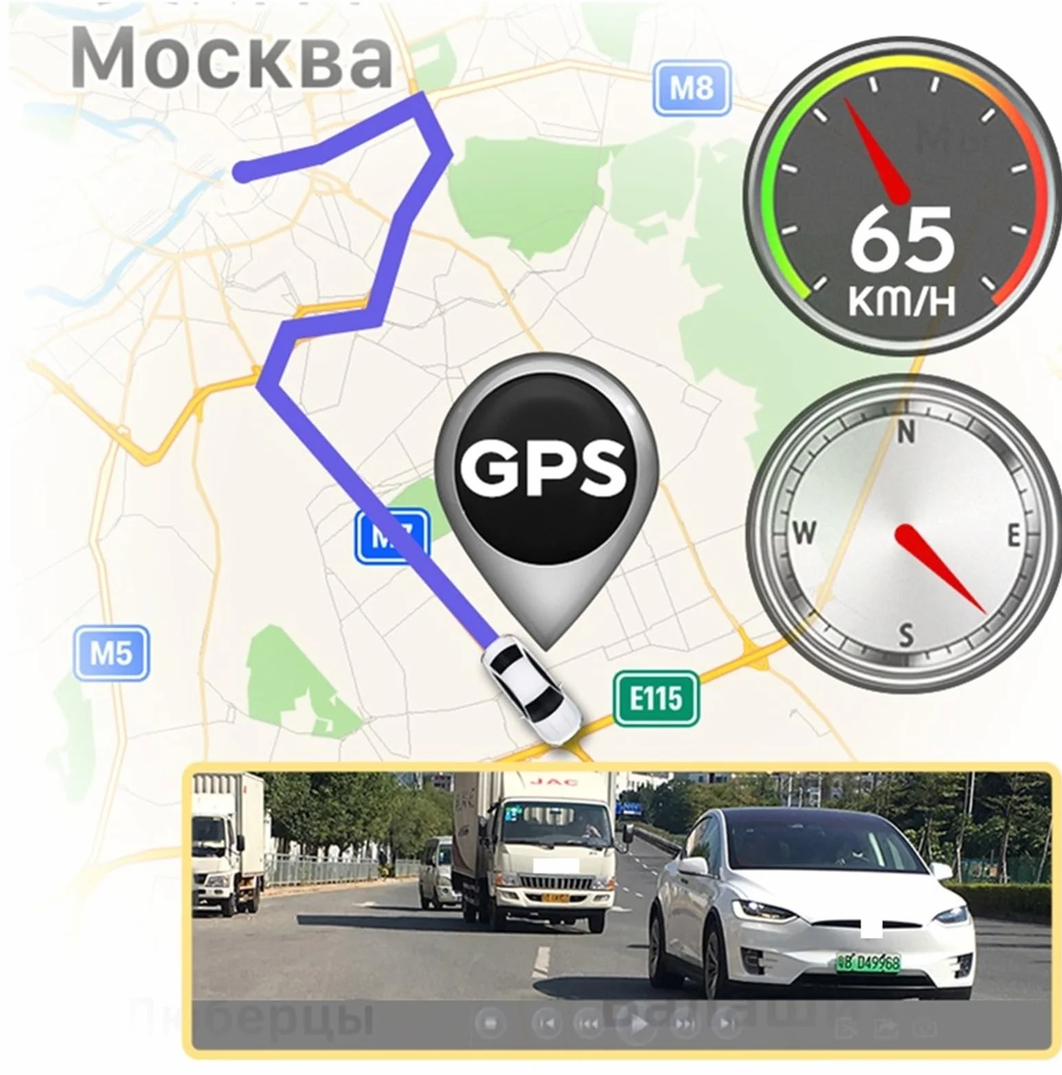 Kamera samochodowa, 4K 3840 * 2160P 12 Cal wideorejestrator samochodowy kamera na deskę rozdzielczą GPS IMX415 lusterko wsteczne 1080P samochodowa Park Monitor(Z62,64G)