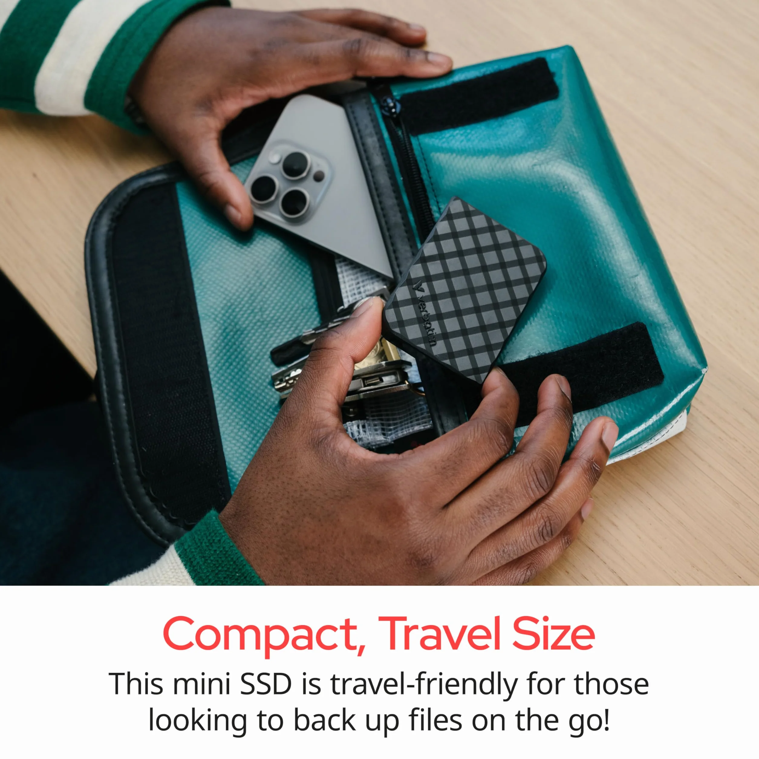 Verbatim Store 'n' Go Mini Diamond Portable SSD 2 TB, USB 3.2 Gen 1 z adapterem USB C 1000 MB/s, kompaktowy 35 g, szybki transfer danych, oprogramowanie Nero Backup, do PC i Mac, czarny