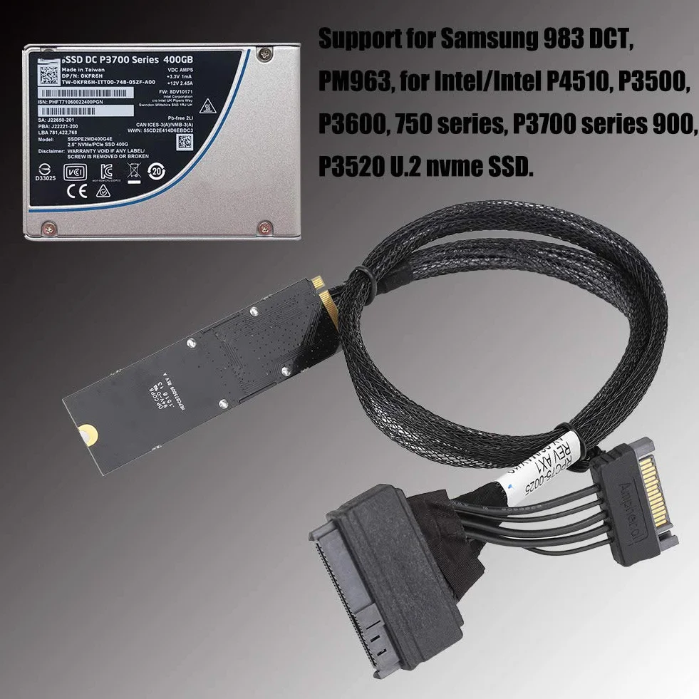 Kabel U.2 do M.2 SF-8639 Szybki Adapter do Dysków SSD NVMe w Stacjonarnych Stacjach Roboczych 50 Cm