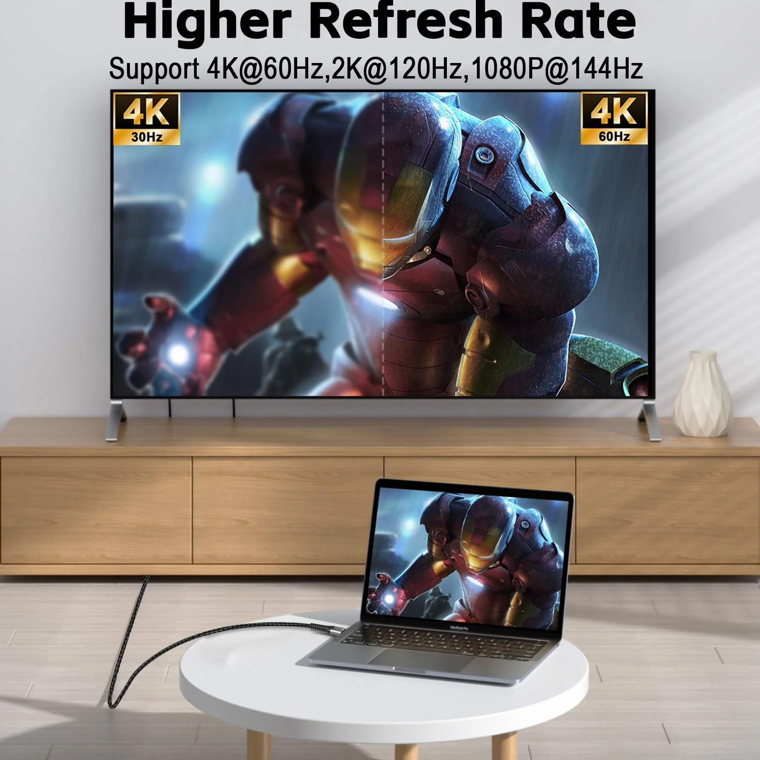 Kabel USB C do HDMI 4K 60 Hz Thunderbolt 3/4/5 HDMI 2.0 HDR 2 m