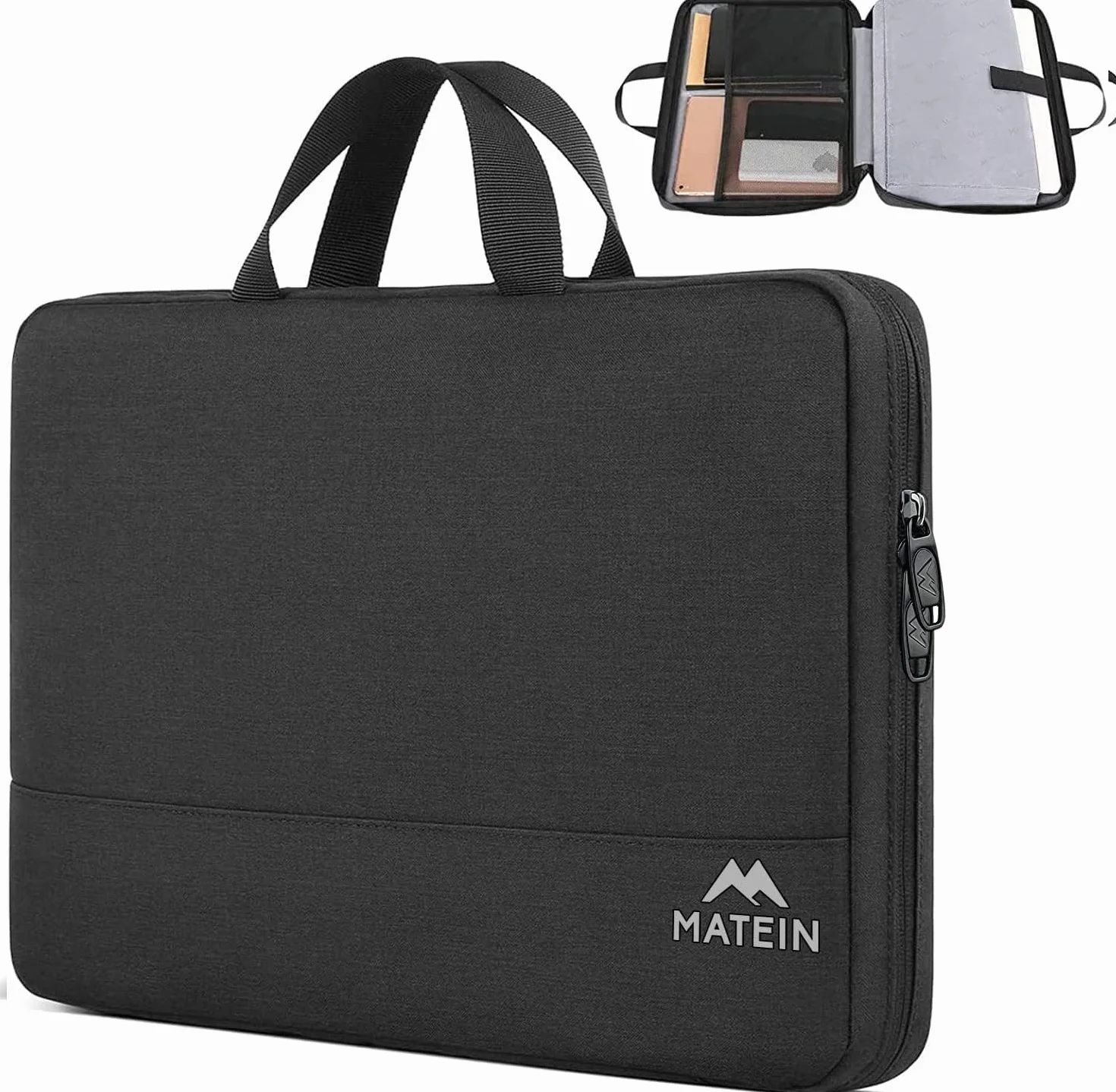 MATEIN Etui na laptopa, wodoszczelna torba na laptopa, etui ochronne z uchwytem, etui na laptopa, 17,3 cala, czarny