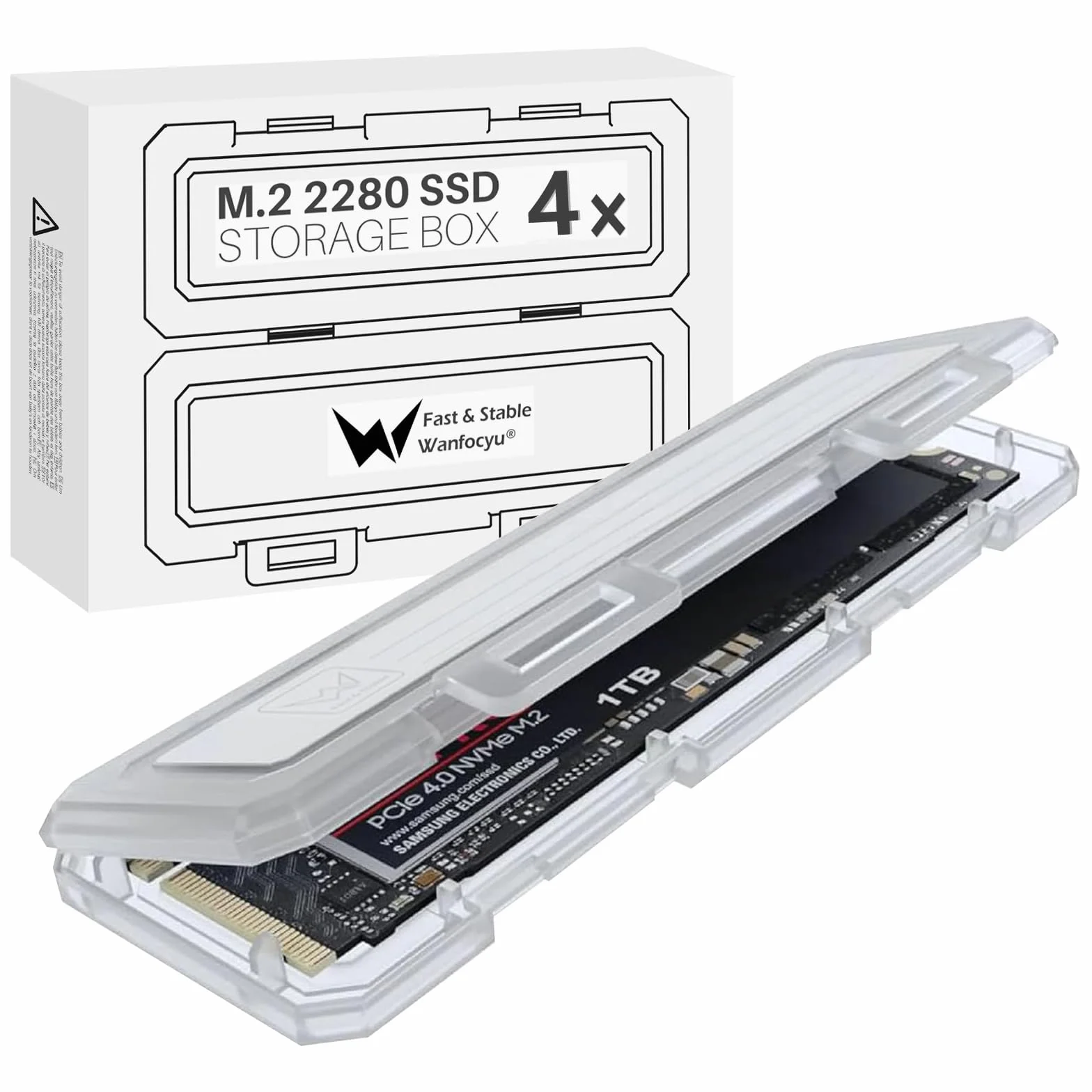 4 szt. M.2 2280 SSD przezroczysty plastikowy dysk twardy do Samsung/Kingston/WD/Silicon, M.2 NVME / AHCI 2280 SSD pudełko do przechowywania