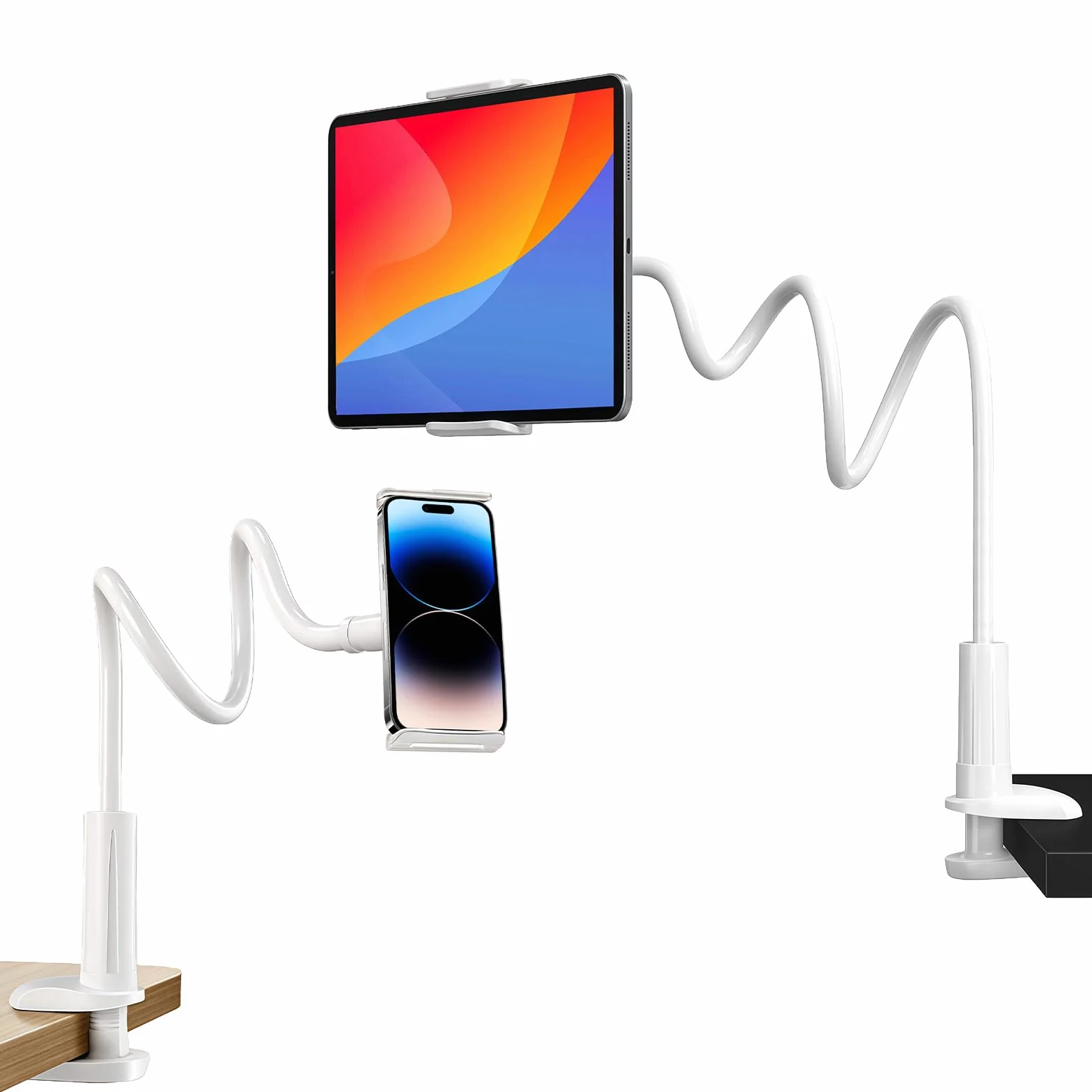 Zykra Uchwyt na tablet typu łabędzia szyja, długie ramię 75 cm, regulowany, obracany o 360°, do urządzeń 11,5-18 cm