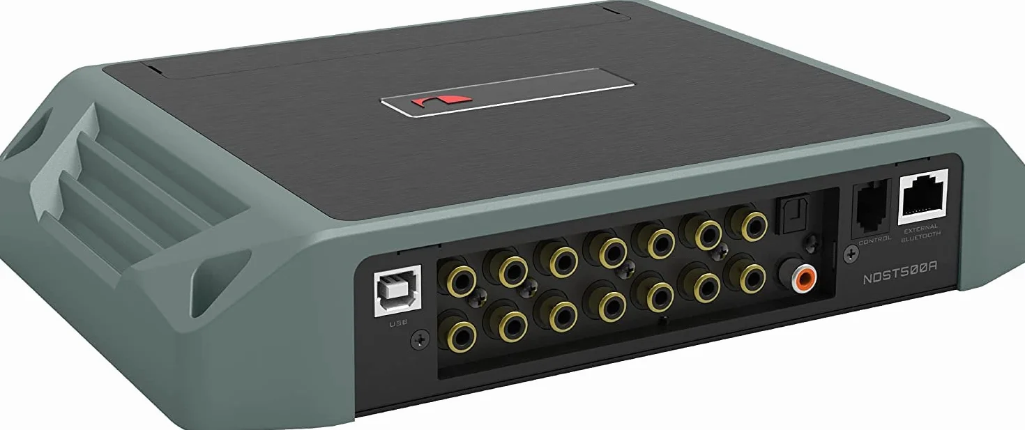 Nakamichi NDST500A samochodowe stereo cyfrowe przetwarzanie sygnału moc wzmacniacz samochodowy DSP 6 kanałów wysoki 12 kanałów wejście niski poziom zewnętrzny optyczny koncentryczny Bluetooth