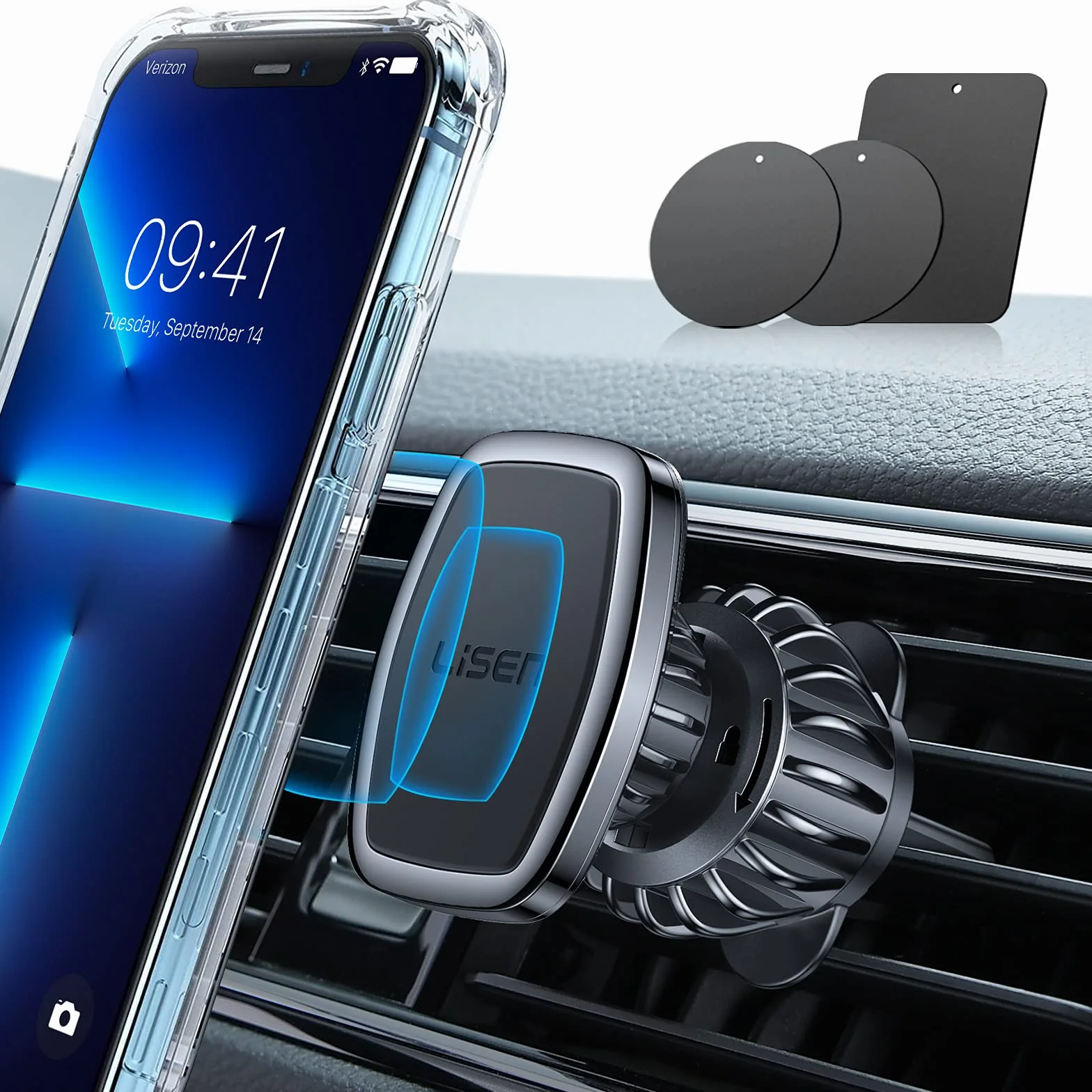 LISEN Samochodowy Uchwyt Magnetyczny Telefon 6 Magnesów Metalowa Płyta
