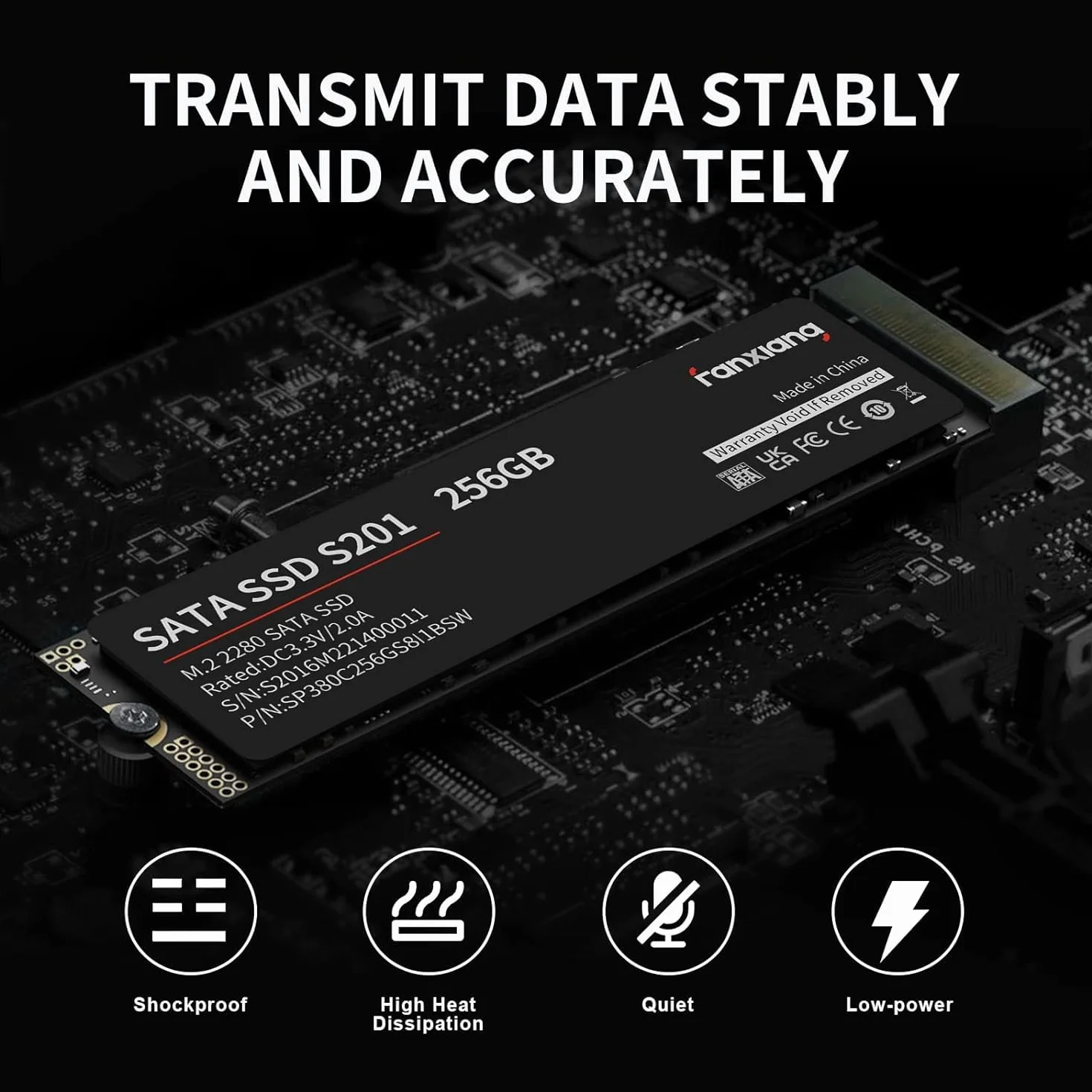 fanxiang S201 Wewnętrzny dysk półprzewodnikowy 256 GB M.2 SSD 2280 SATA III 6 Gb/s, pamięć podręczna SLC dla zwiększenia prędkości, prędkość odczytu do 550 MB/s, kompatybilny z laptopami i komputerami