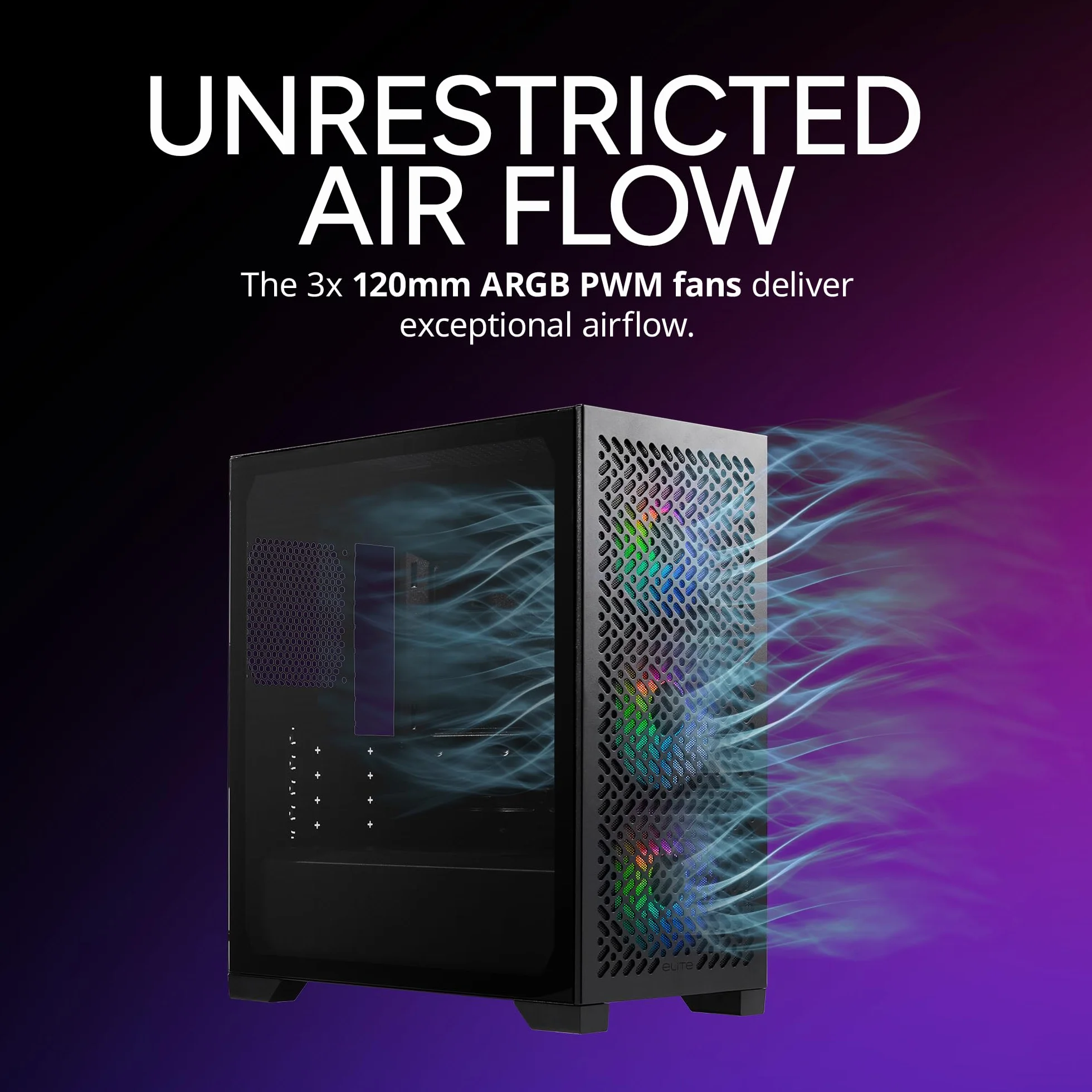 Cooler Master Elite 302 Micro-ATX minimalistyczne etui PC o wysokim przepływie powietrza, 365 mm GPU Max, kompatybilne RTX 5080|RX 7090 XT, 280 mm AIO Max, typ C, szkło hartowane, potrójny wentylator